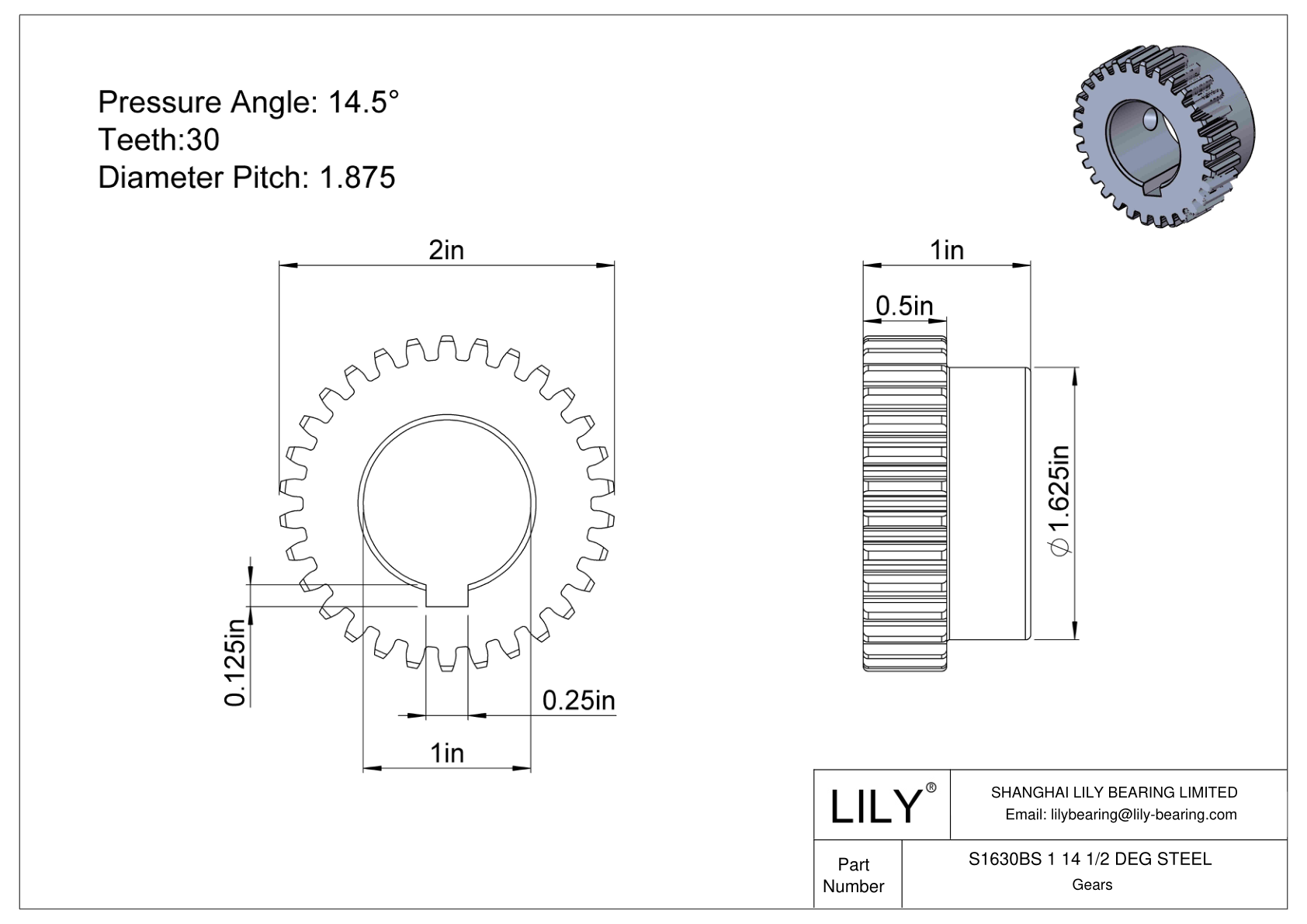 S1630BS 1 14 1/2 DEG STEEL Engranajes rectos cad drawing