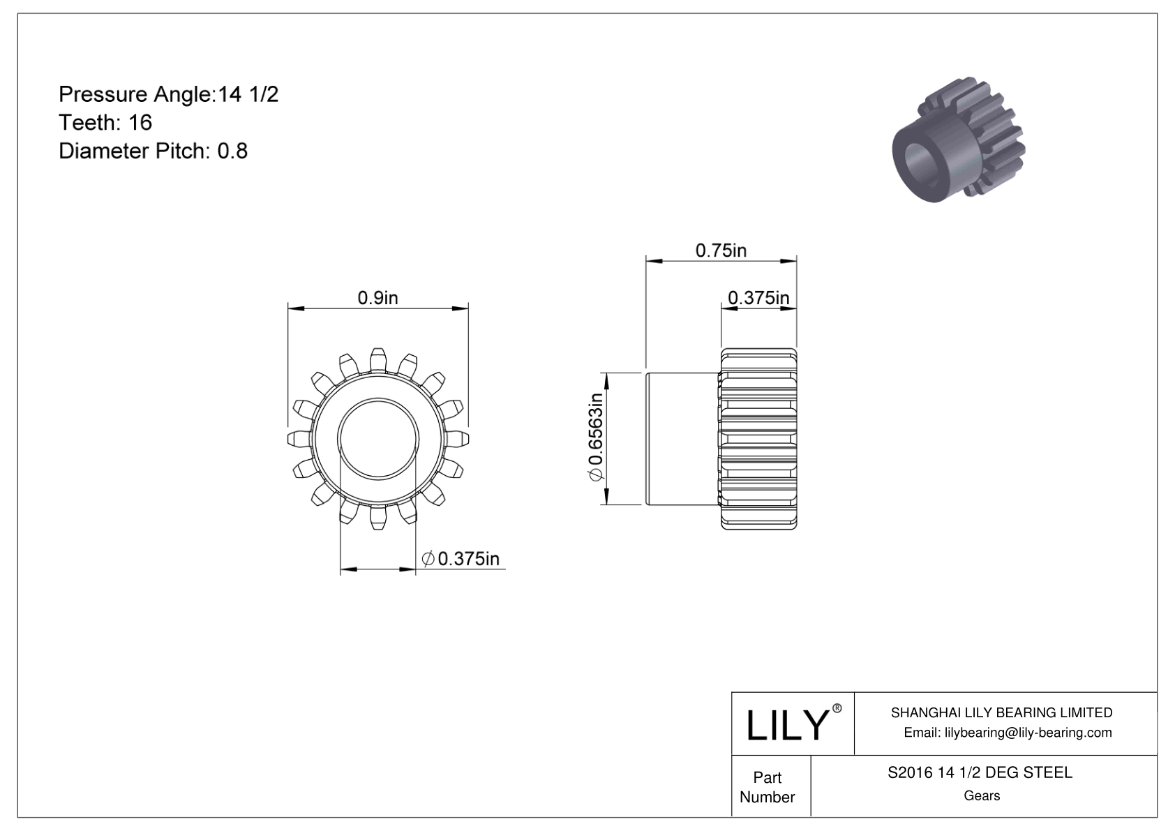 S2016 14 1/2 DEG STEEL 正齿轮 cad drawing