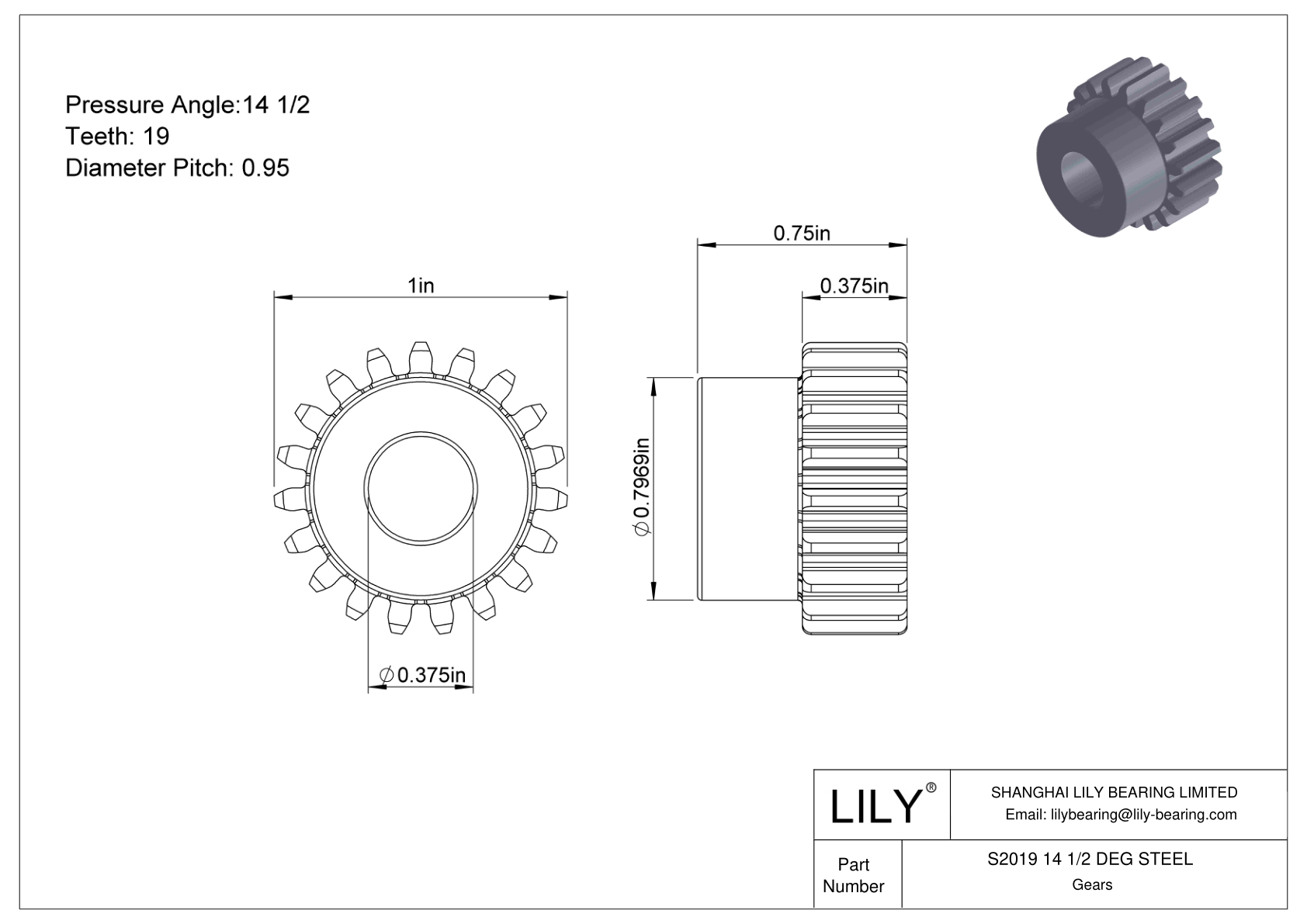 S2019 14 1/2 DEG STEEL 正齿轮 cad drawing