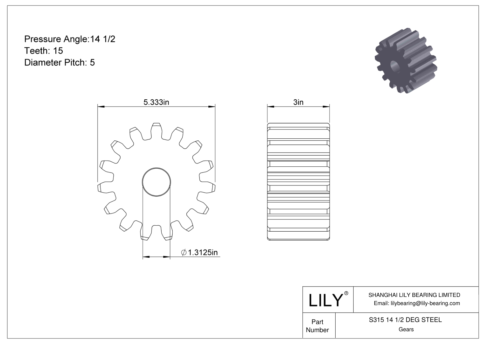 S315 14 1/2 DEG STEEL Engranajes rectos cad drawing