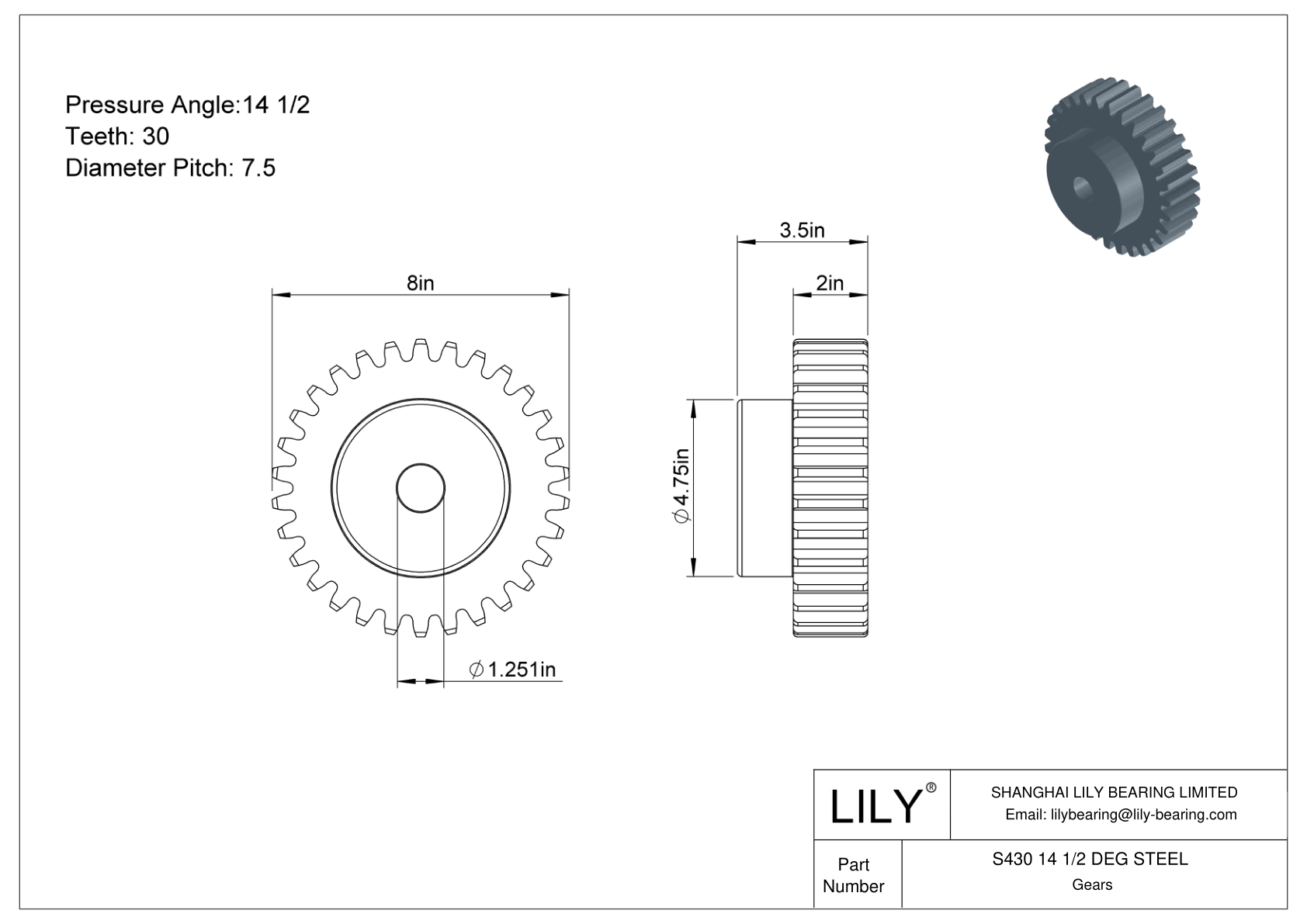 S430 14 1/2 DEG STEEL Engranajes rectos cad drawing