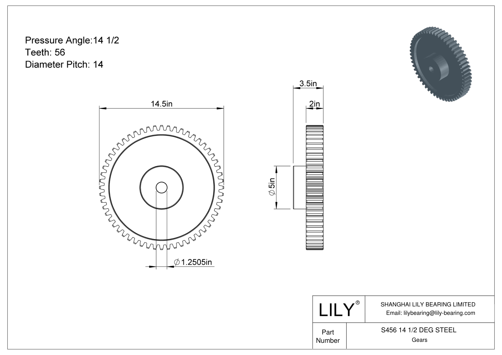 S456 14 1/2 DEG STEEL 正齿轮 cad drawing