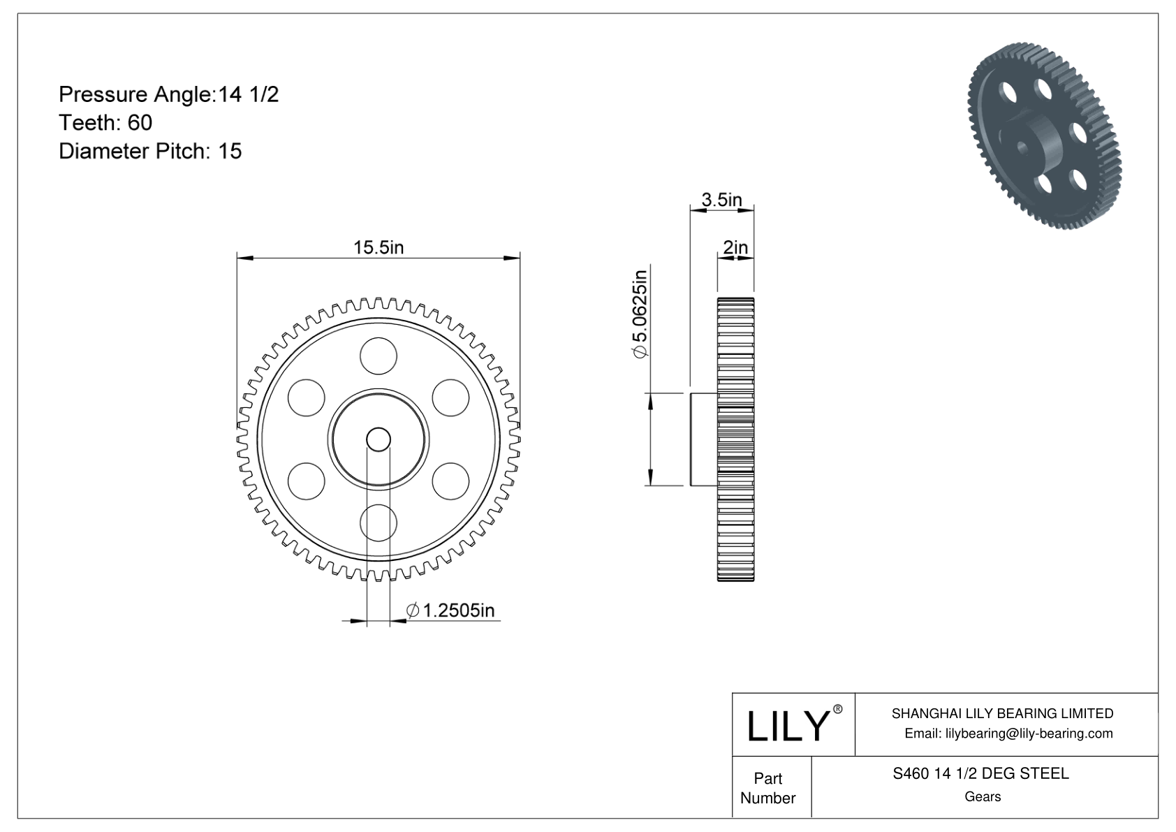 S460 14 1/2 DEG STEEL 正齿轮 cad drawing