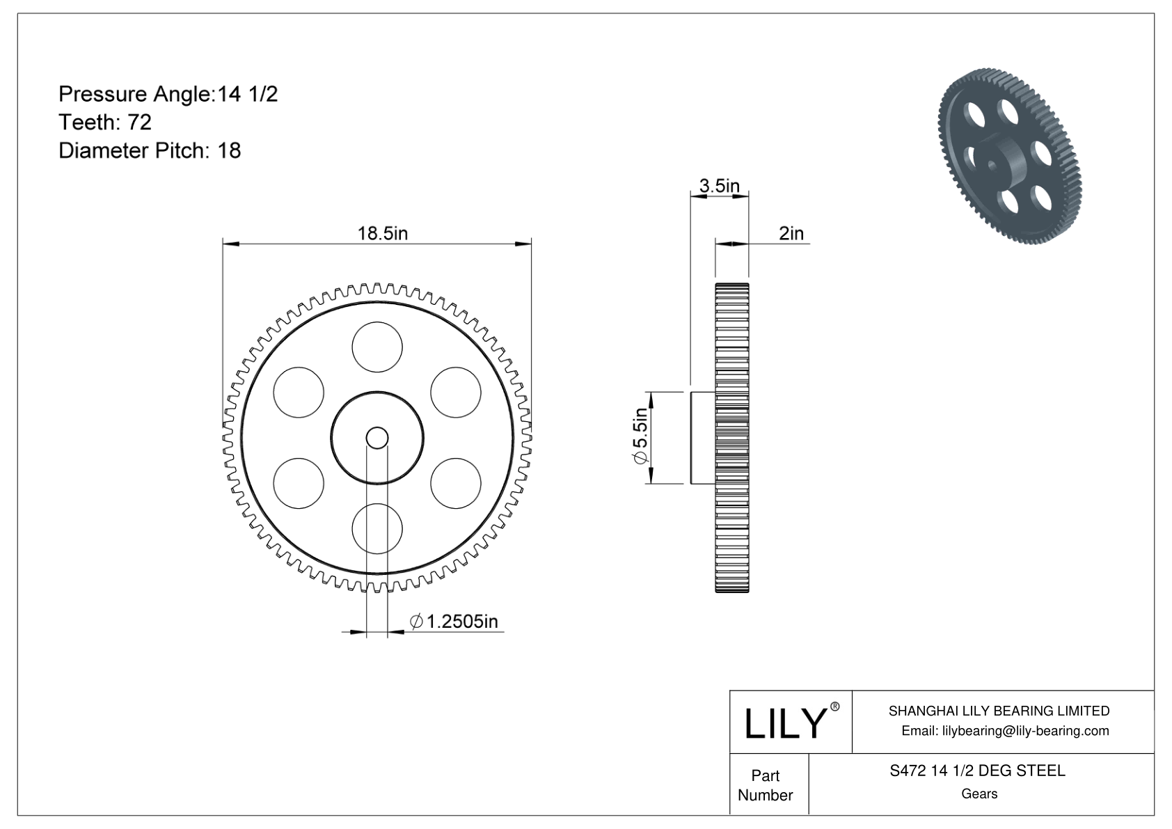 S472 14 1/2 DEG STEEL 正齿轮 cad drawing