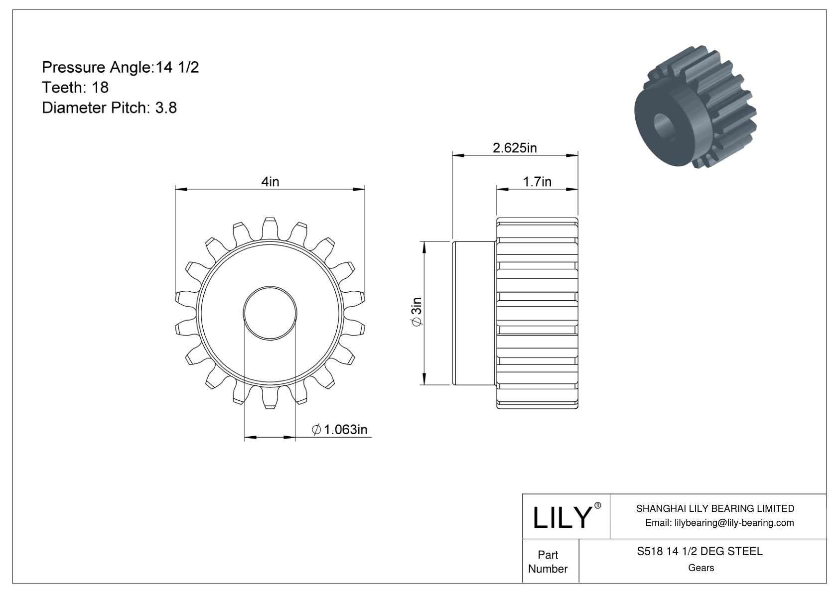 S518 14 1/2 DEG STEEL Engranajes rectos cad drawing