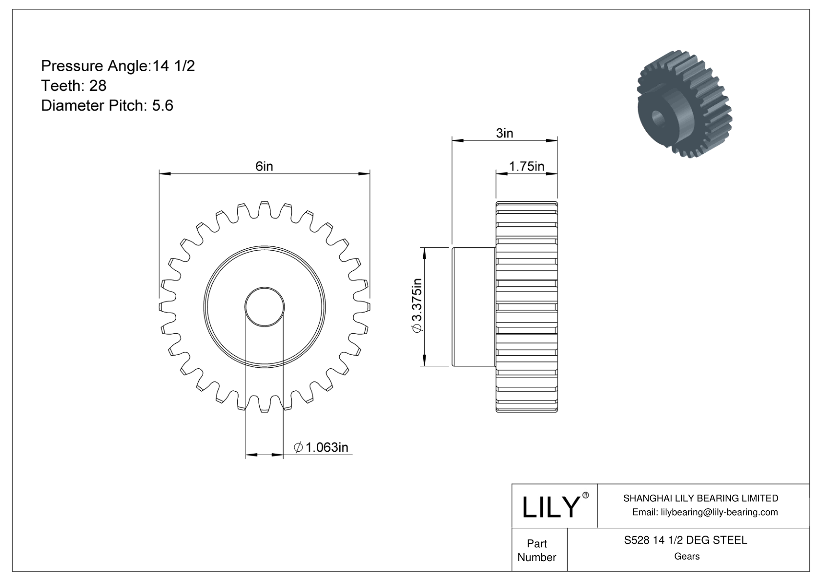 S528 14 1/2 DEG STEEL Engranajes rectos cad drawing