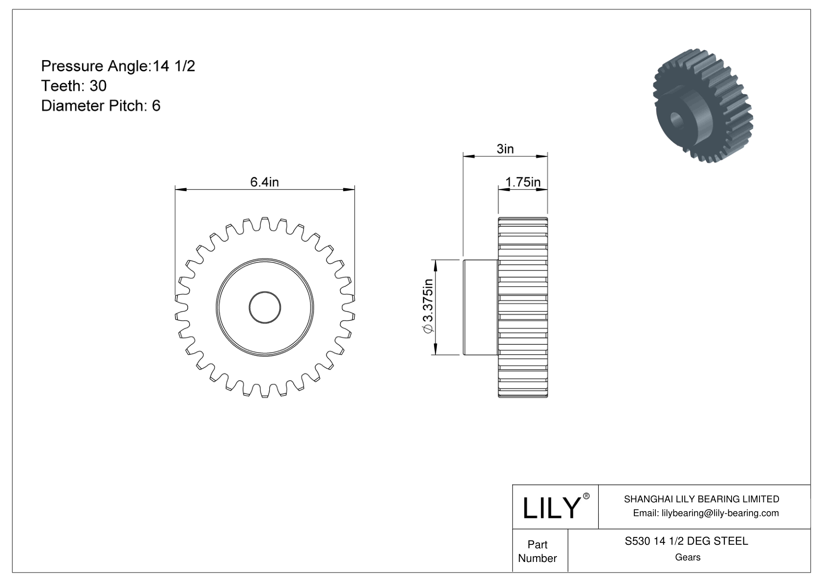 S530 14 1/2 DEG STEEL 正齿轮 cad drawing