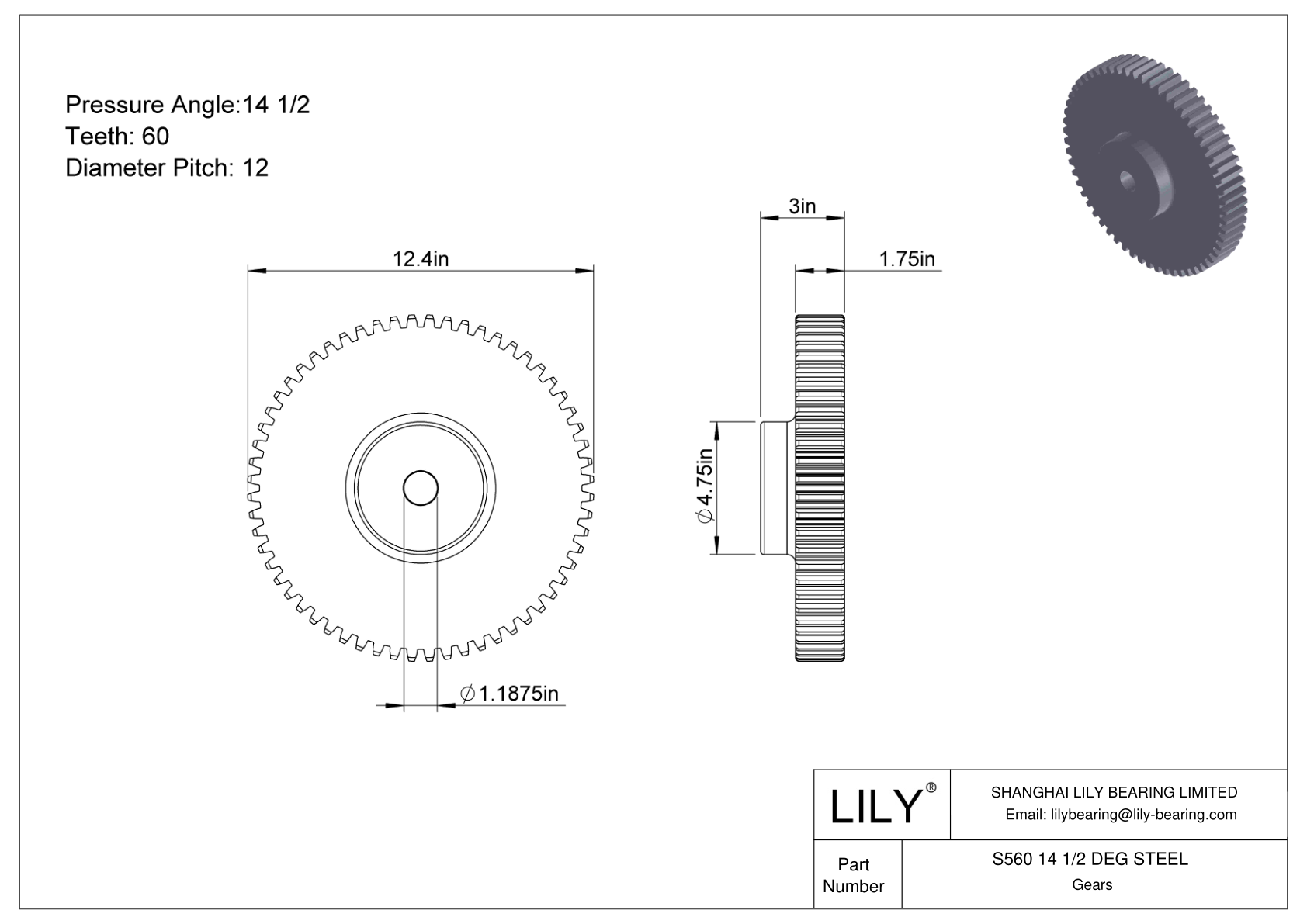 S560 14 1/2 DEG STEEL 正齿轮 cad drawing