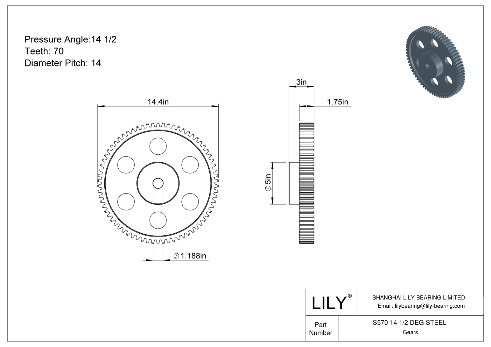 S570 14 1/2 DEG STEEL Engranajes rectos cad drawing