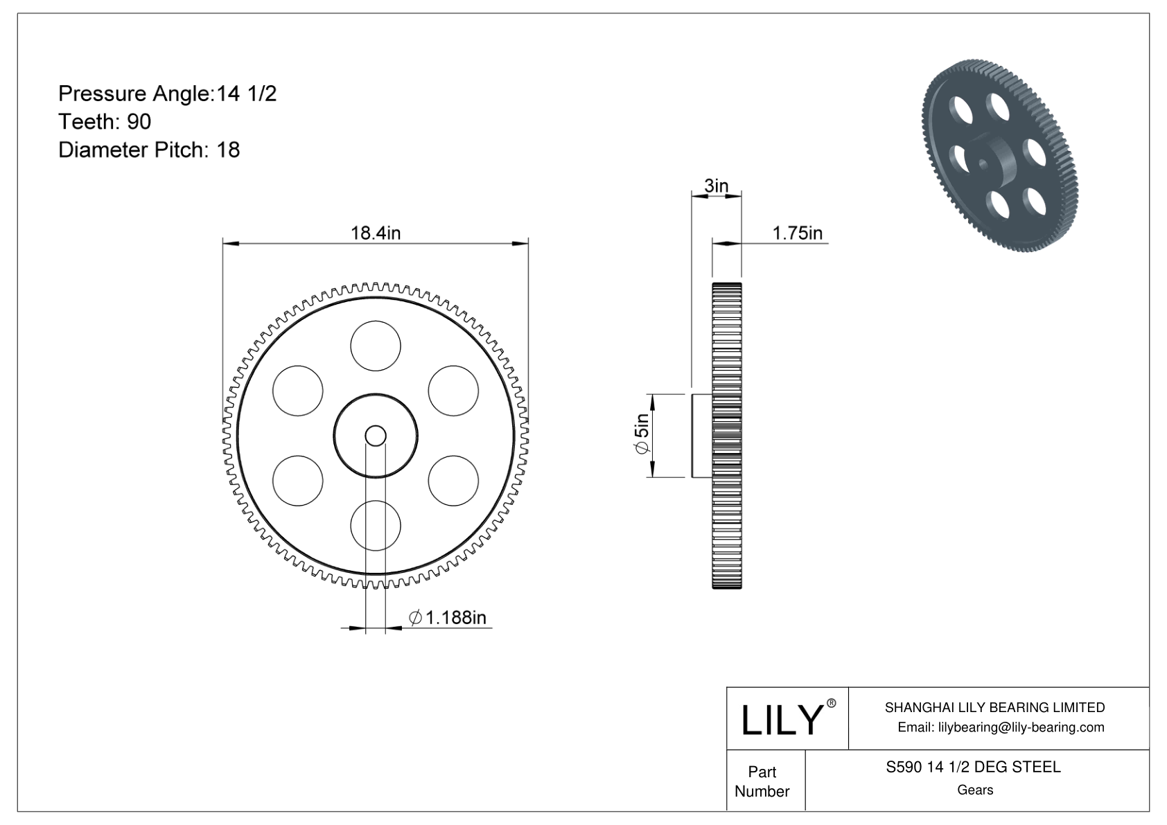 S590 14 1/2 DEG STEEL 正齿轮 cad drawing