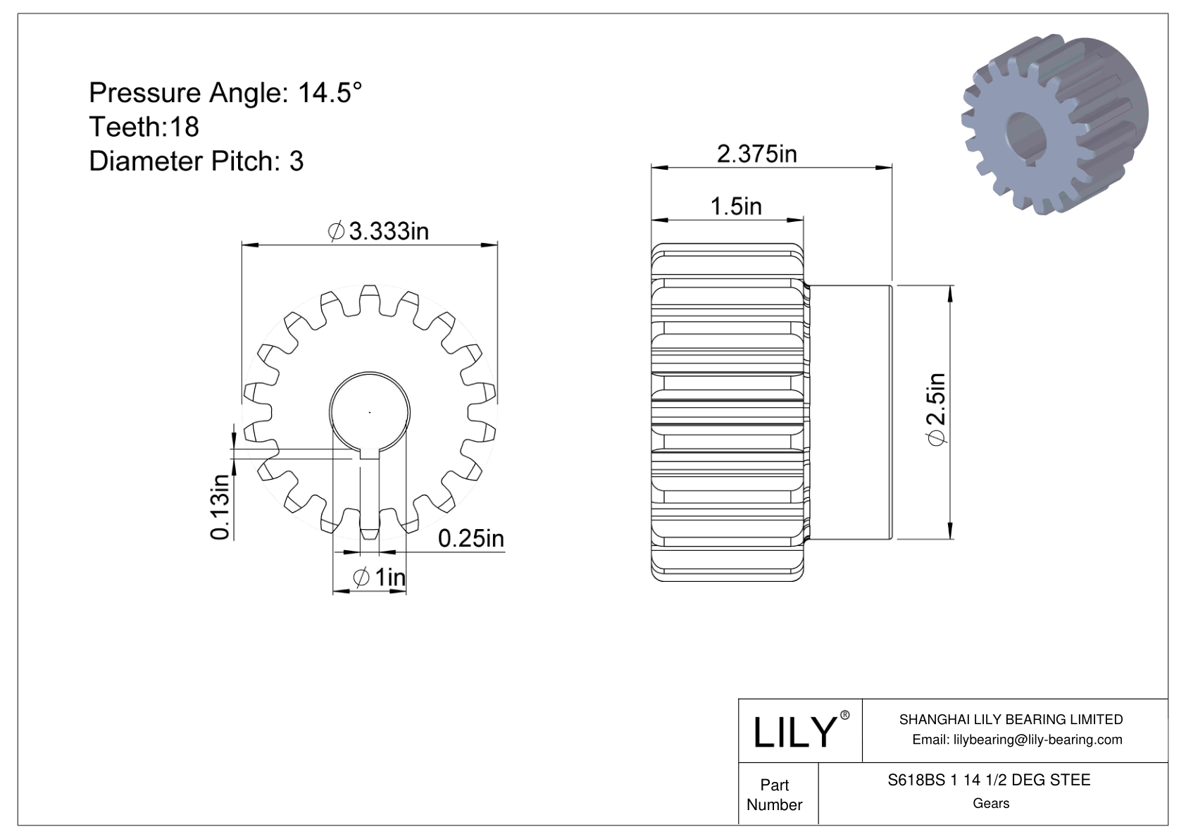 S618BS 1 14 1/2 DEG STEE Engranajes rectos cad drawing