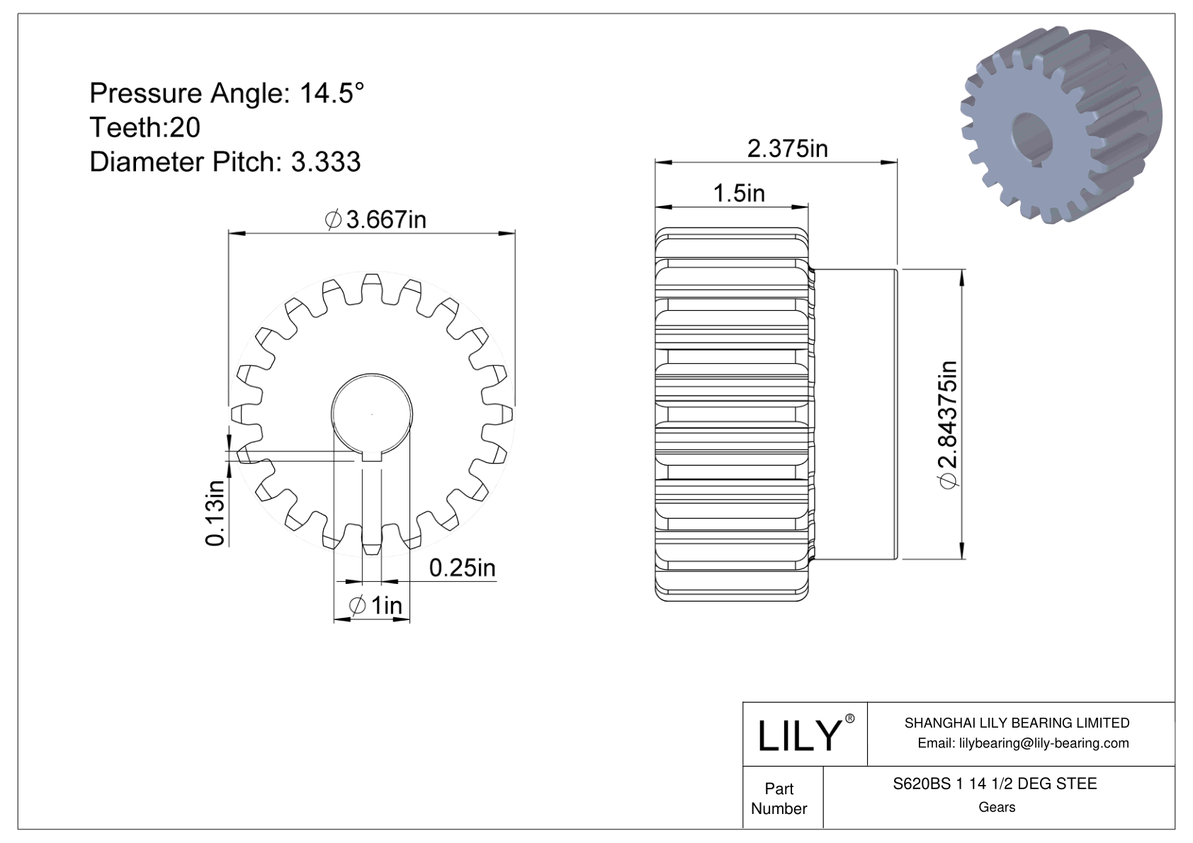 S620BS 1 14 1/2 DEG STEE 正齿轮 cad drawing