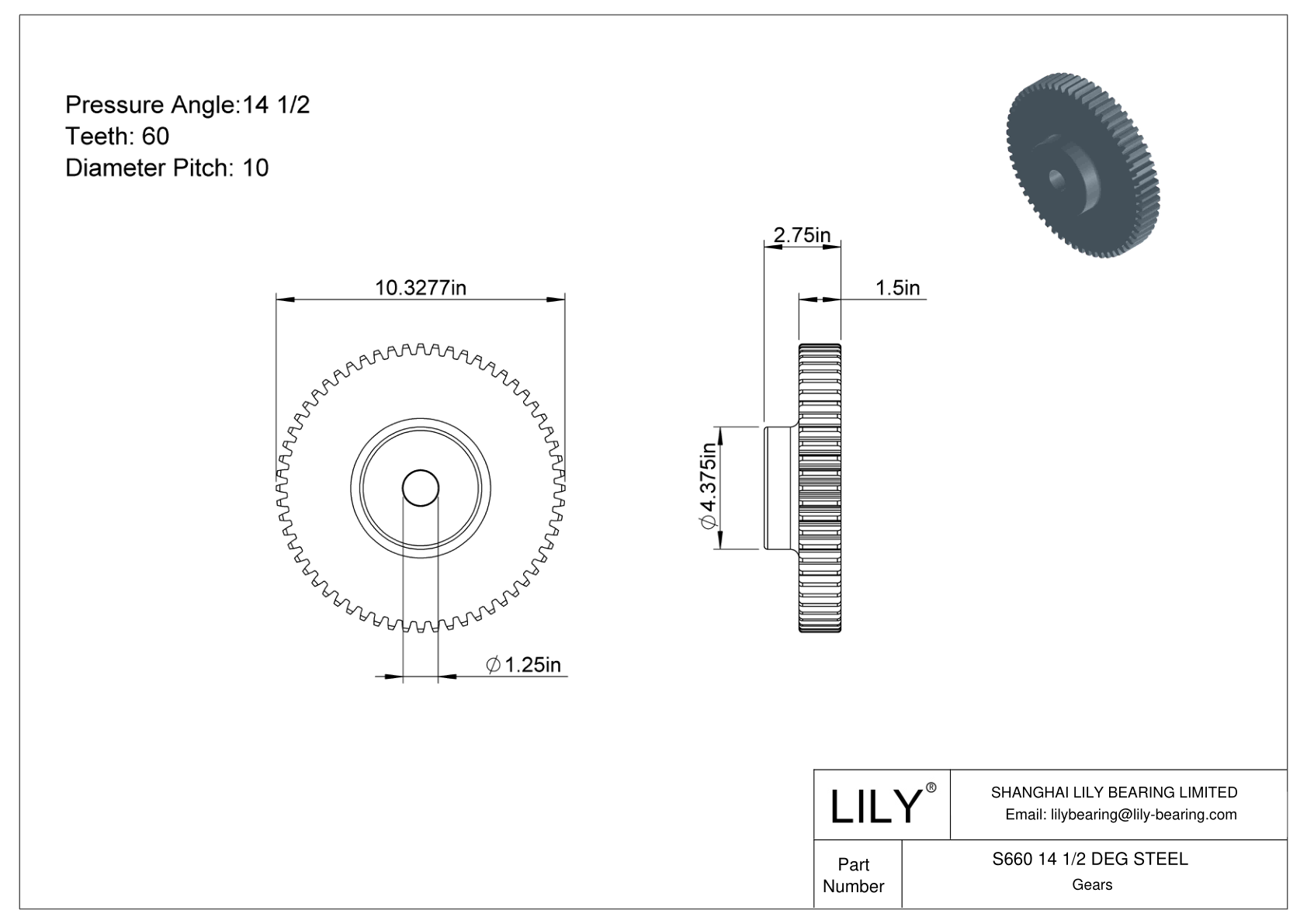 S660 14 1/2 DEG STEEL Engranajes rectos cad drawing