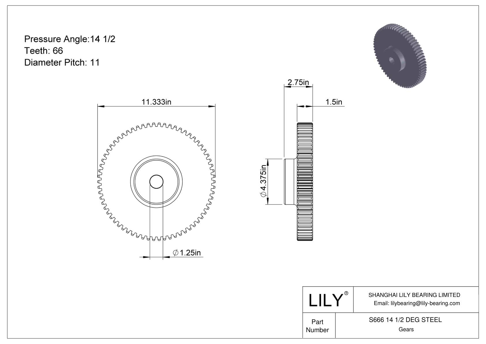 S666 14 1/2 DEG STEEL 正齿轮 cad drawing