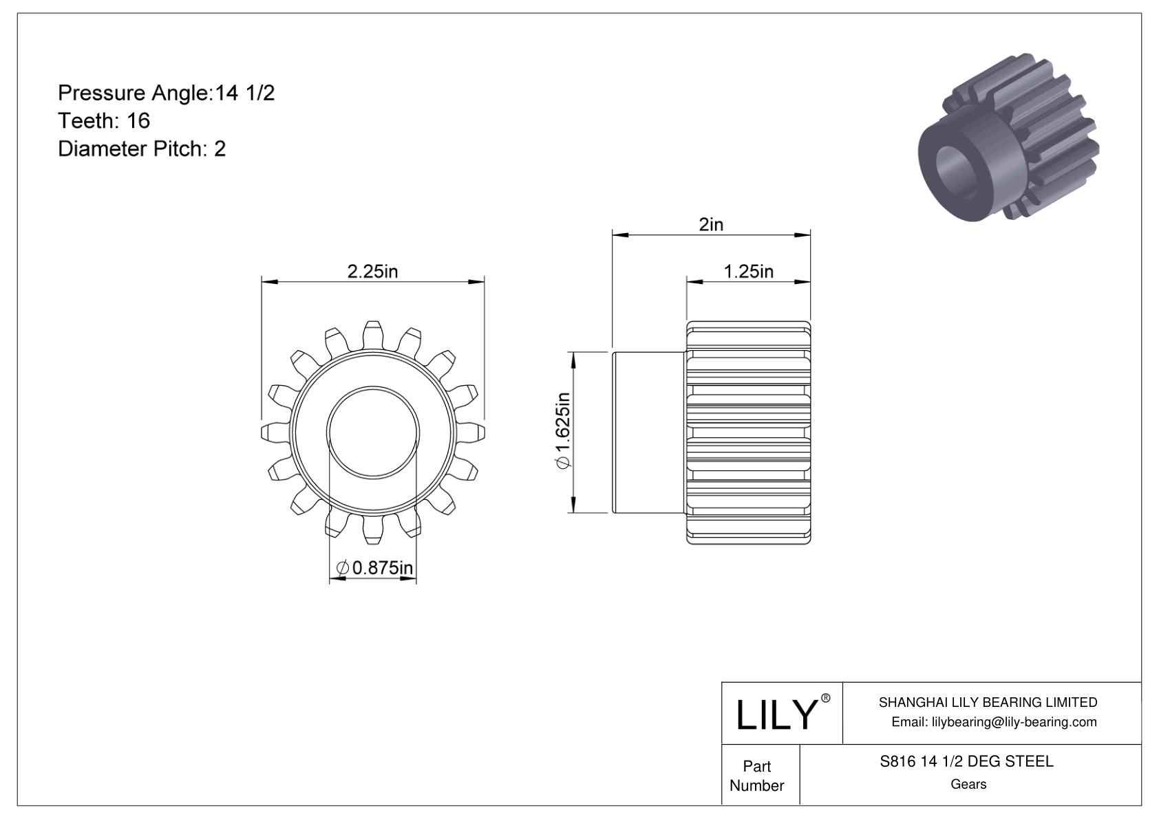 S816 14 1/2 DEG STEEL 正齿轮 cad drawing