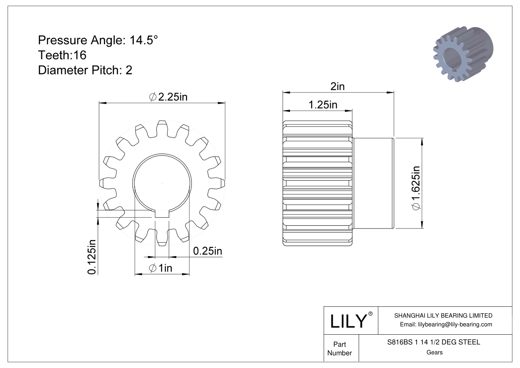 S816BS 1 14 1/2 DEG STEEL Engranajes rectos cad drawing