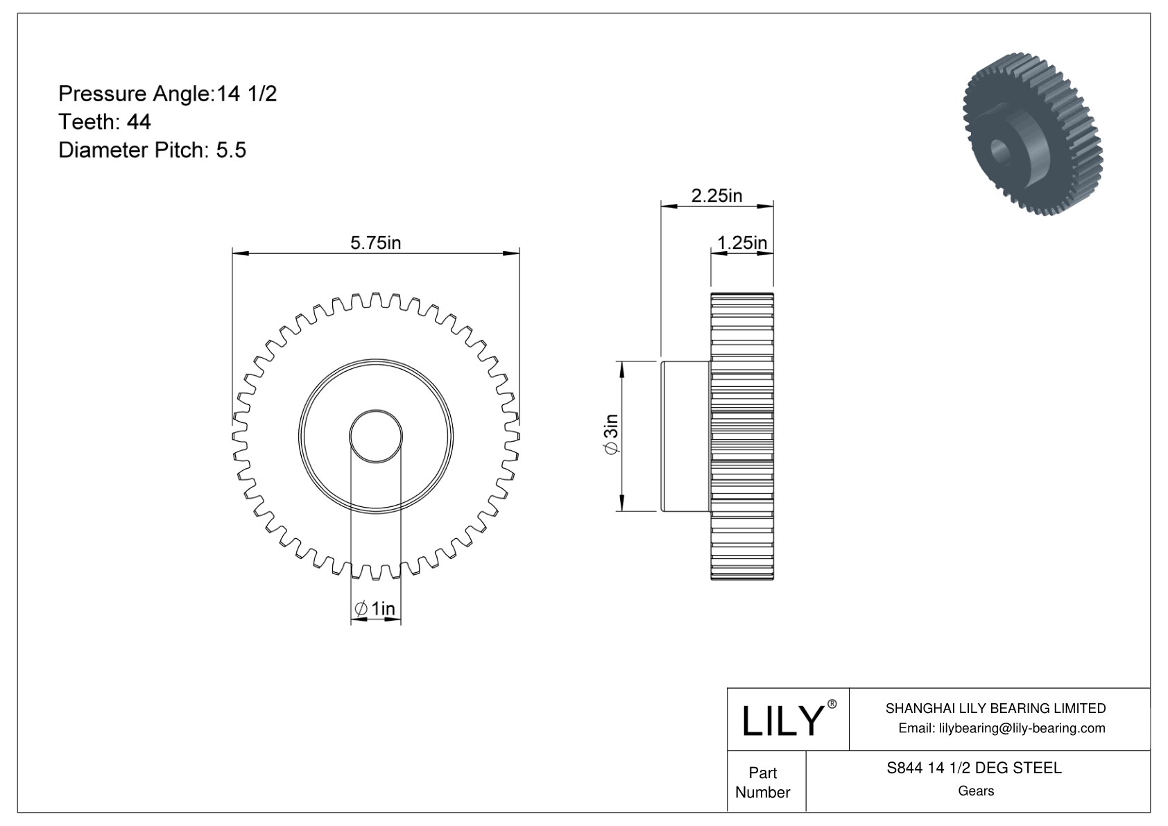 S844 14 1/2 DEG STEEL 正齿轮 cad drawing