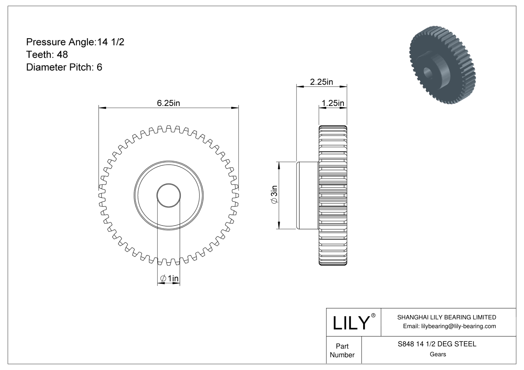 S848 14 1/2 DEG STEEL 正齿轮 cad drawing