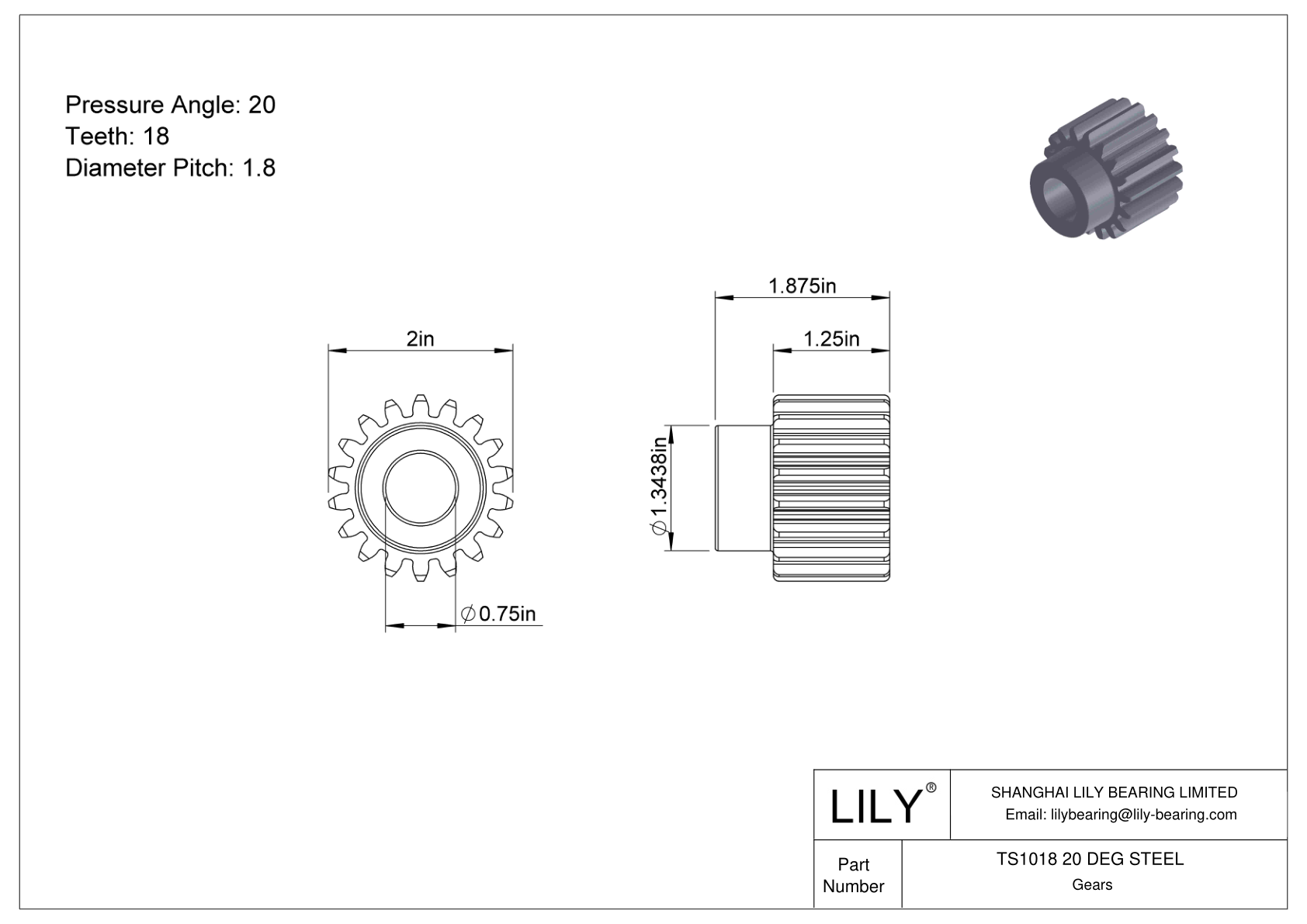 TS1018 20 DEG STEEL Engranajes rectos cad drawing