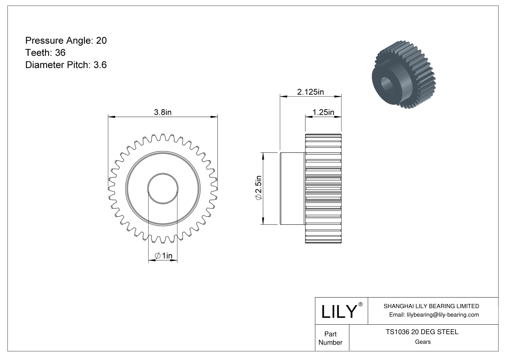 TS1036 20 DEG STEEL 正齿轮 cad drawing