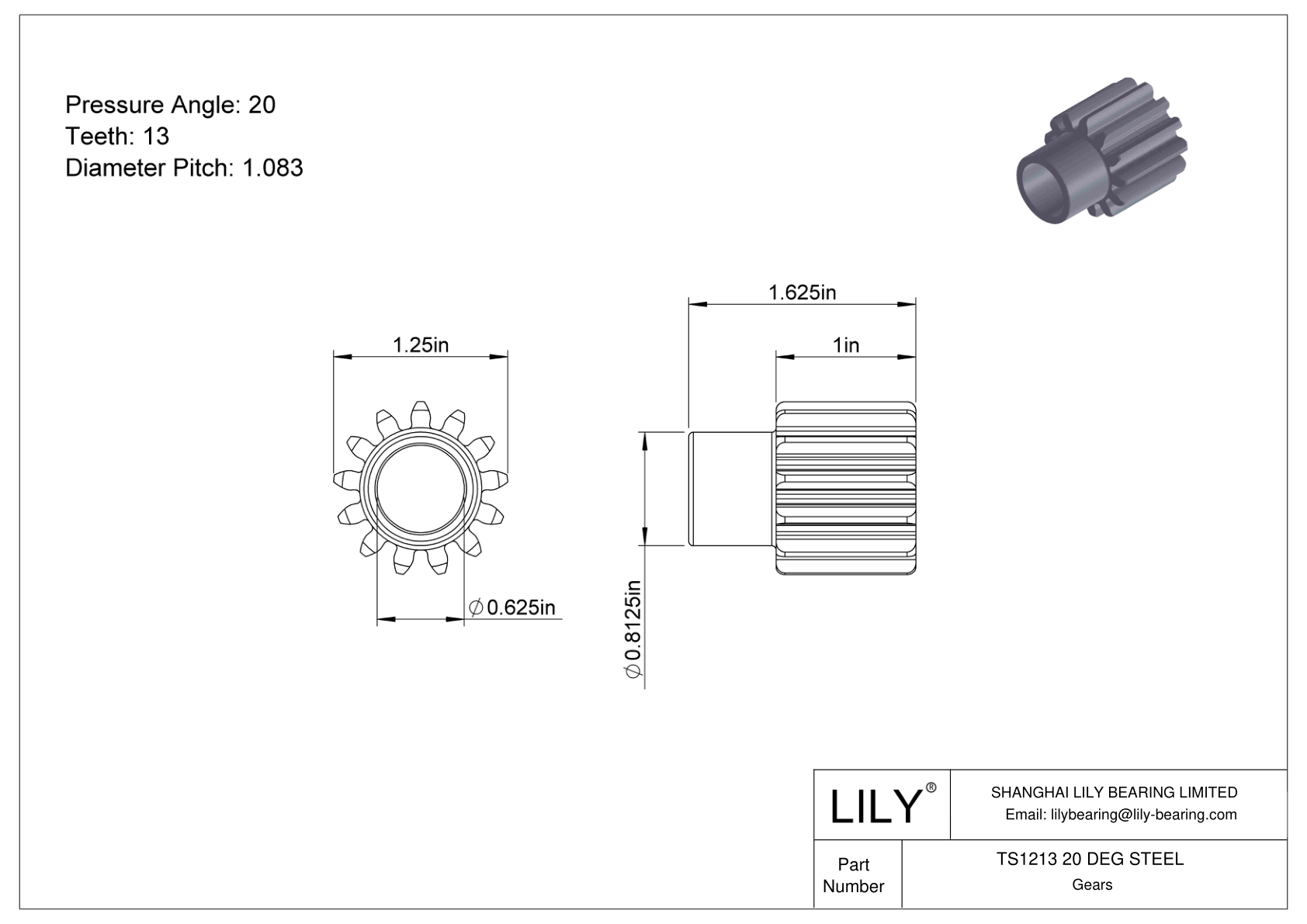 TS1213 20 DEG STEEL 正齿轮 cad drawing