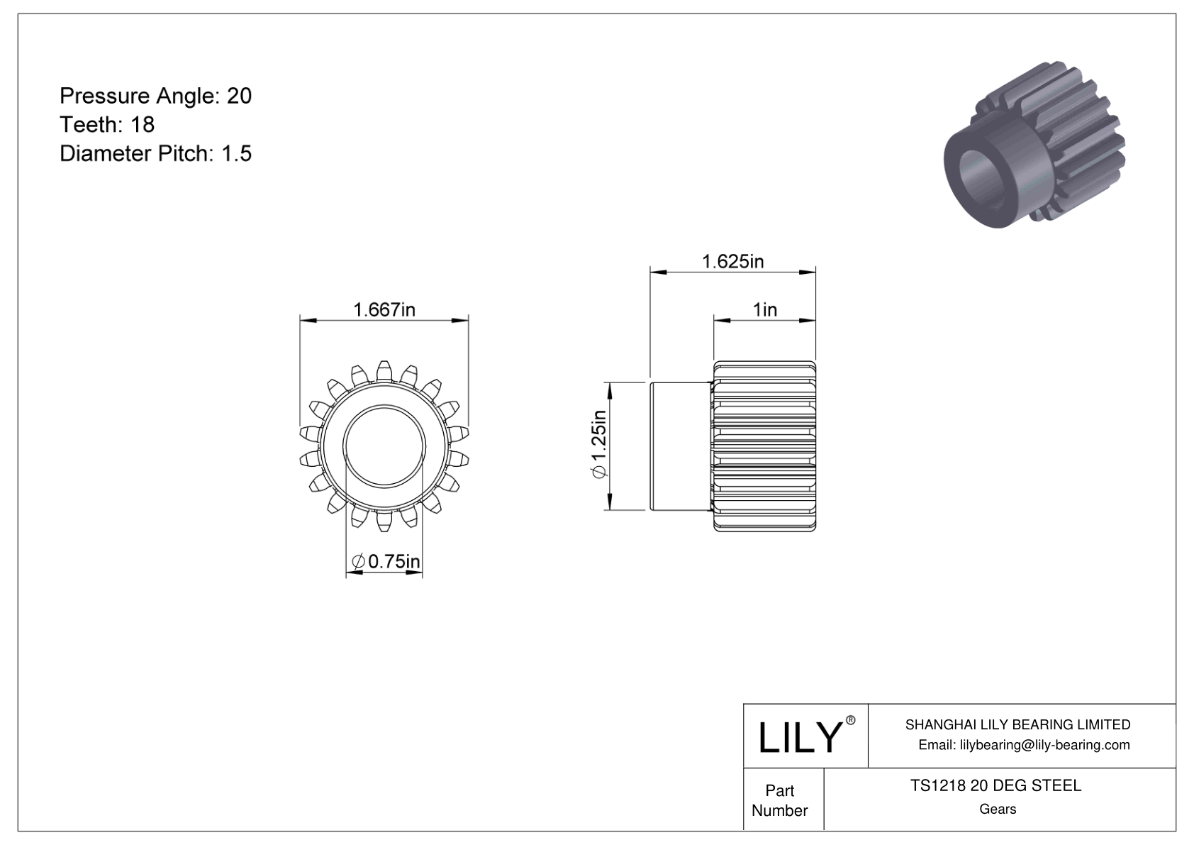 TS1218 20 DEG STEEL Engranajes rectos cad drawing