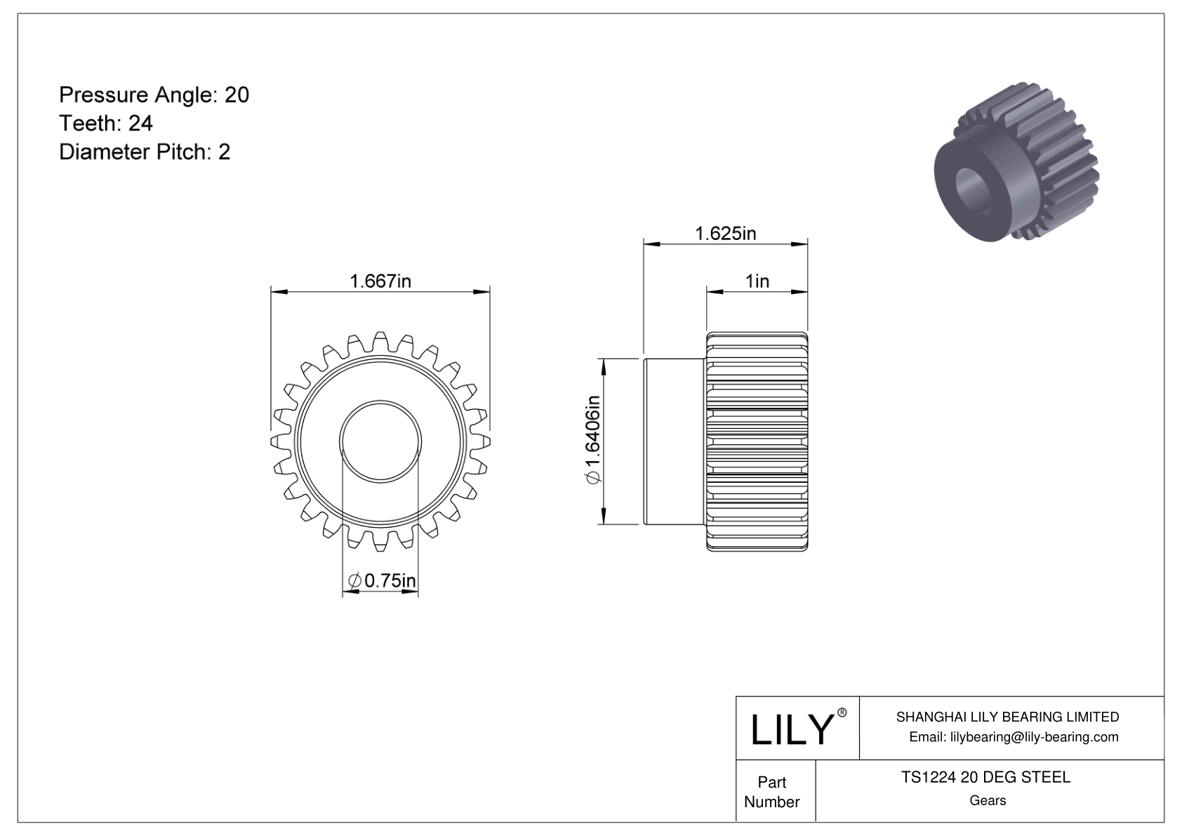 TS1224 20 DEG STEEL Engranajes rectos cad drawing