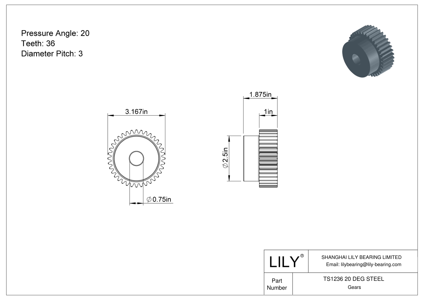 TS1236 20 DEG STEEL 正齿轮 cad drawing