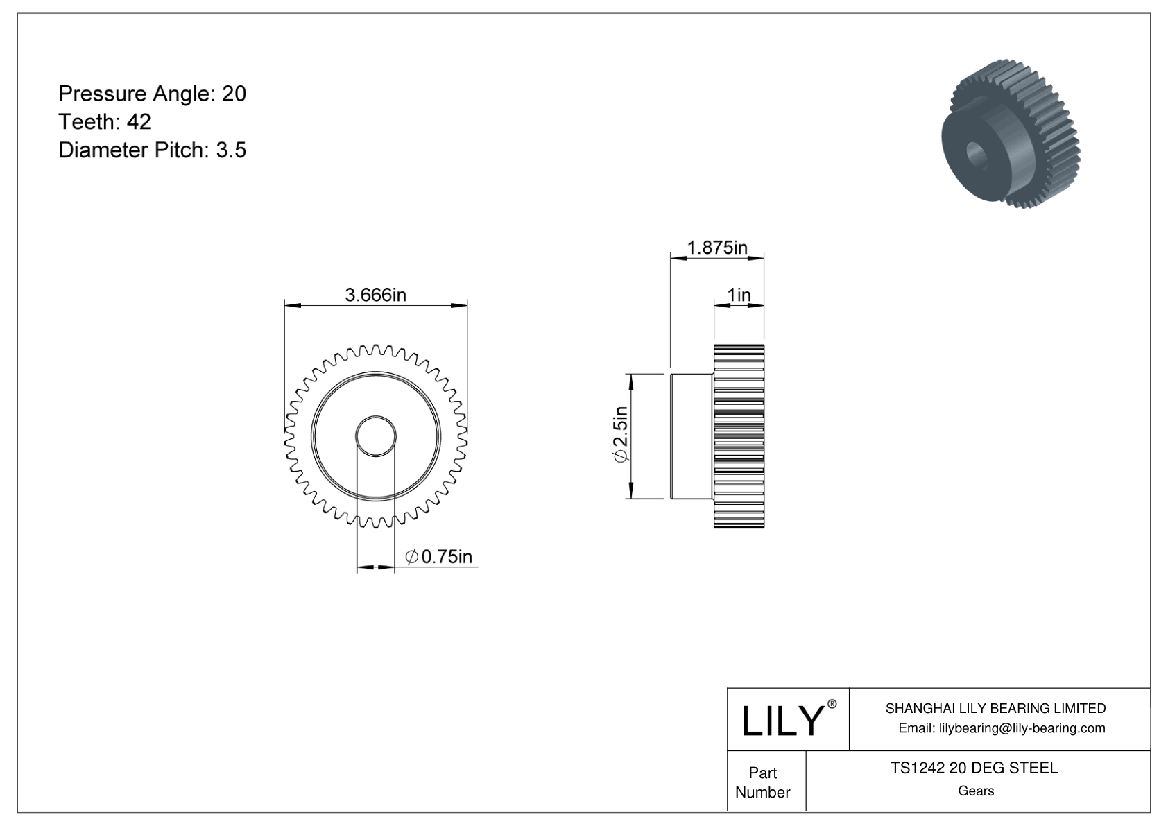 TS1242 20 DEG STEEL Engranajes rectos cad drawing