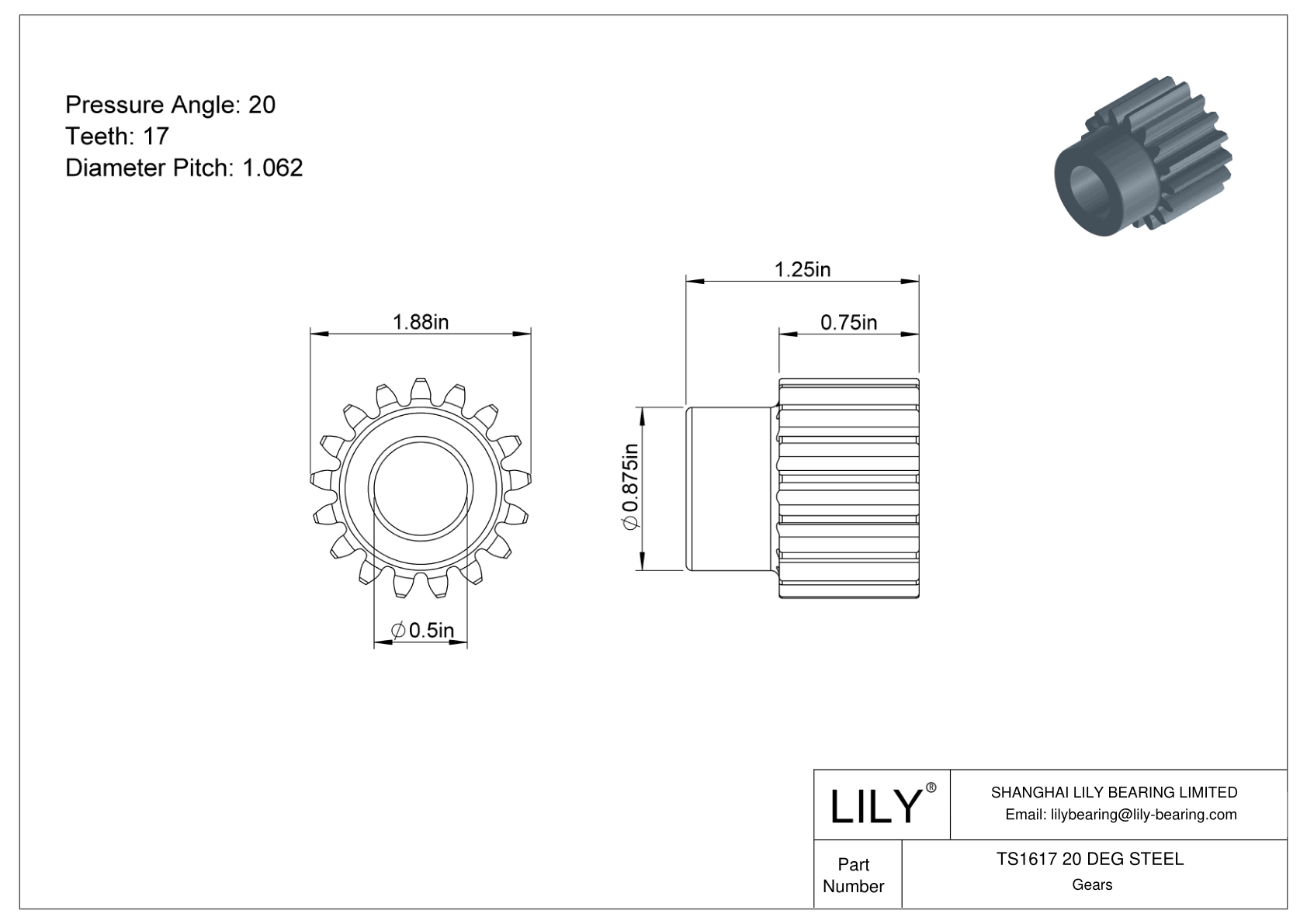 TS1617 20 DEG STEEL 正齿轮 cad drawing