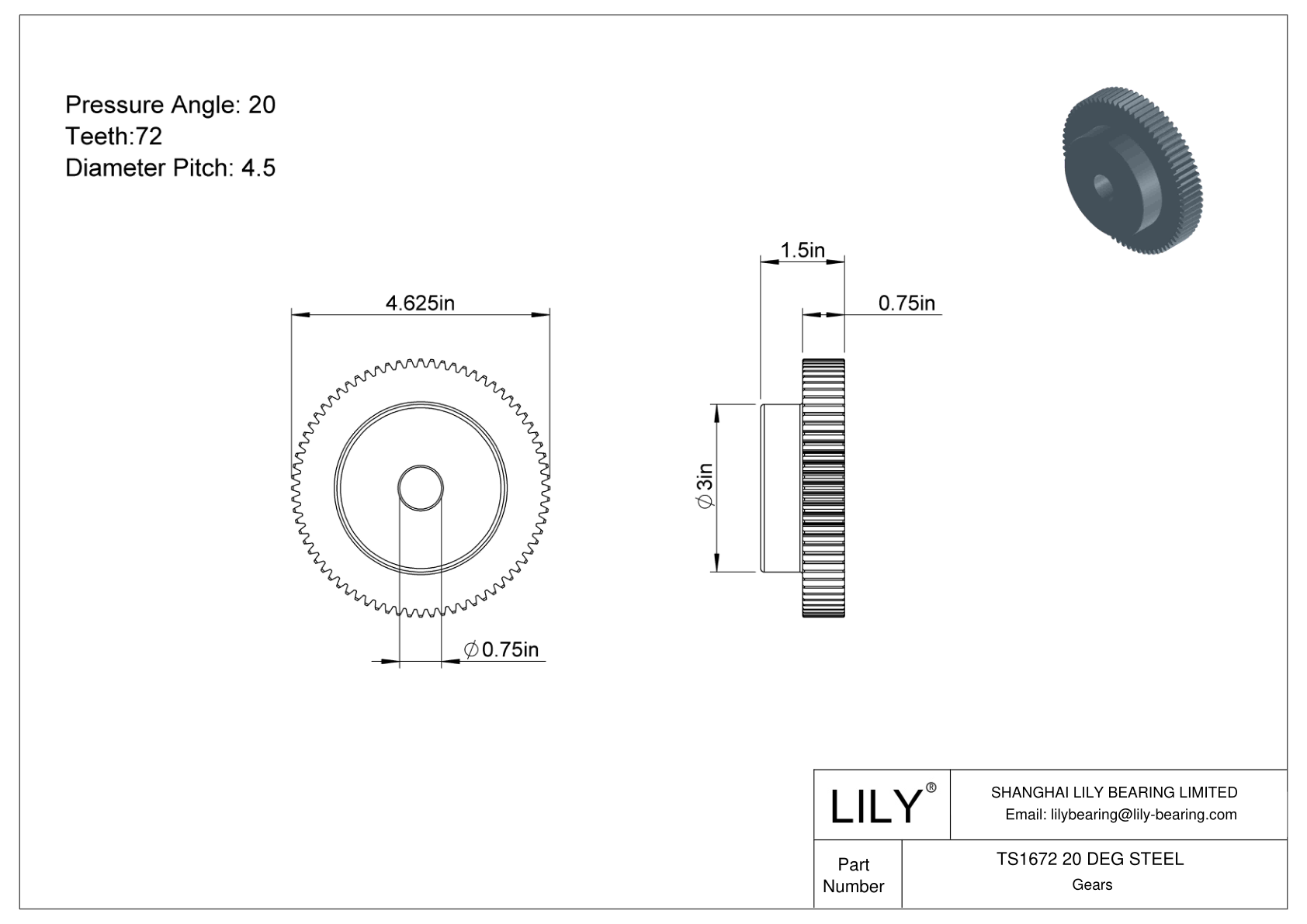 TS1672 20 DEG STEEL 正齿轮 cad drawing