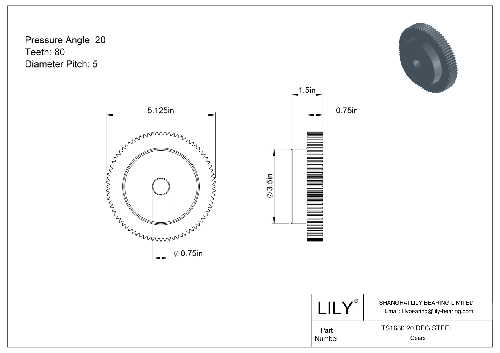 TS1680 20 DEG STEEL 正齿轮 cad drawing