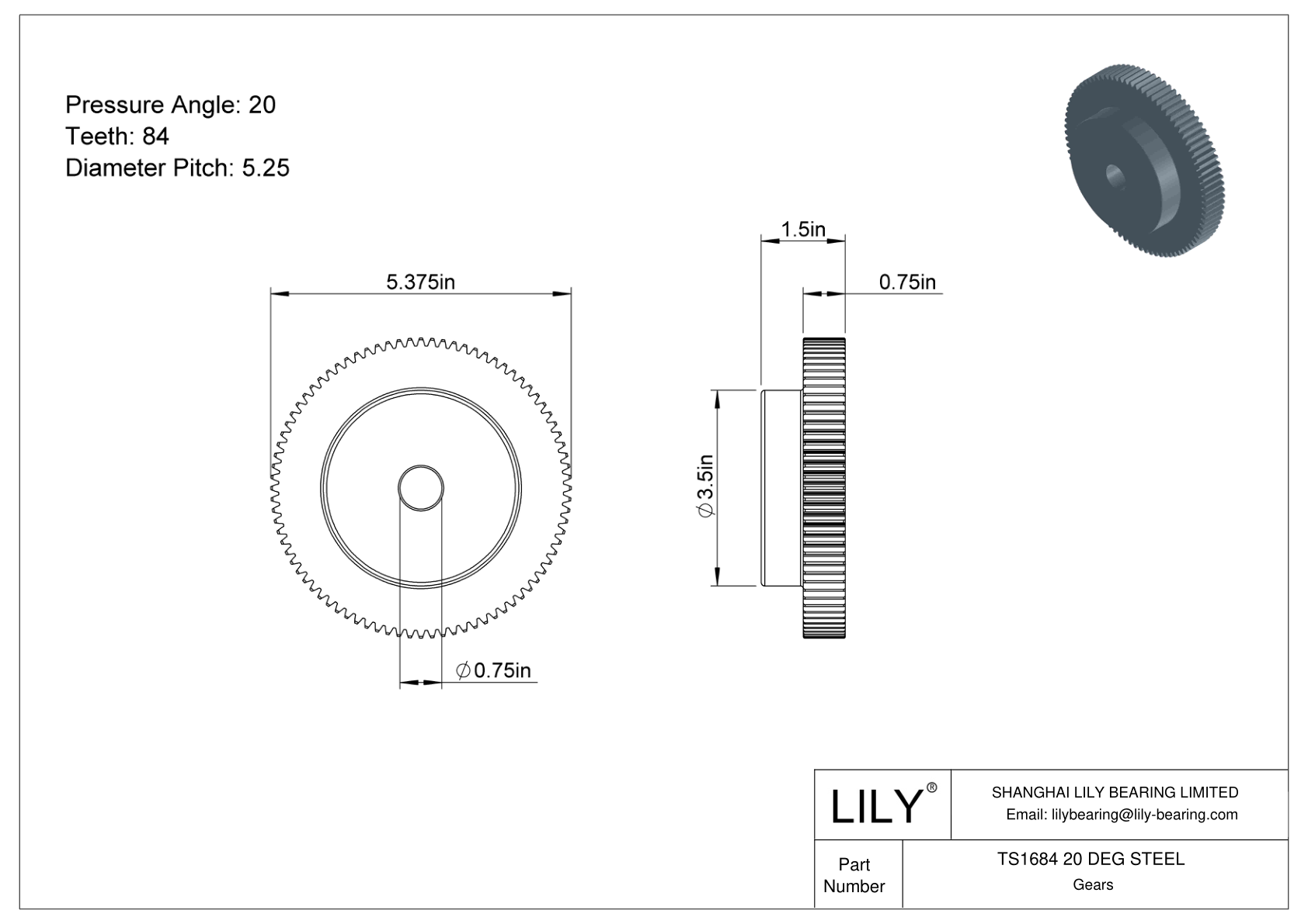 TS1684 20 DEG STEEL 正齿轮 cad drawing