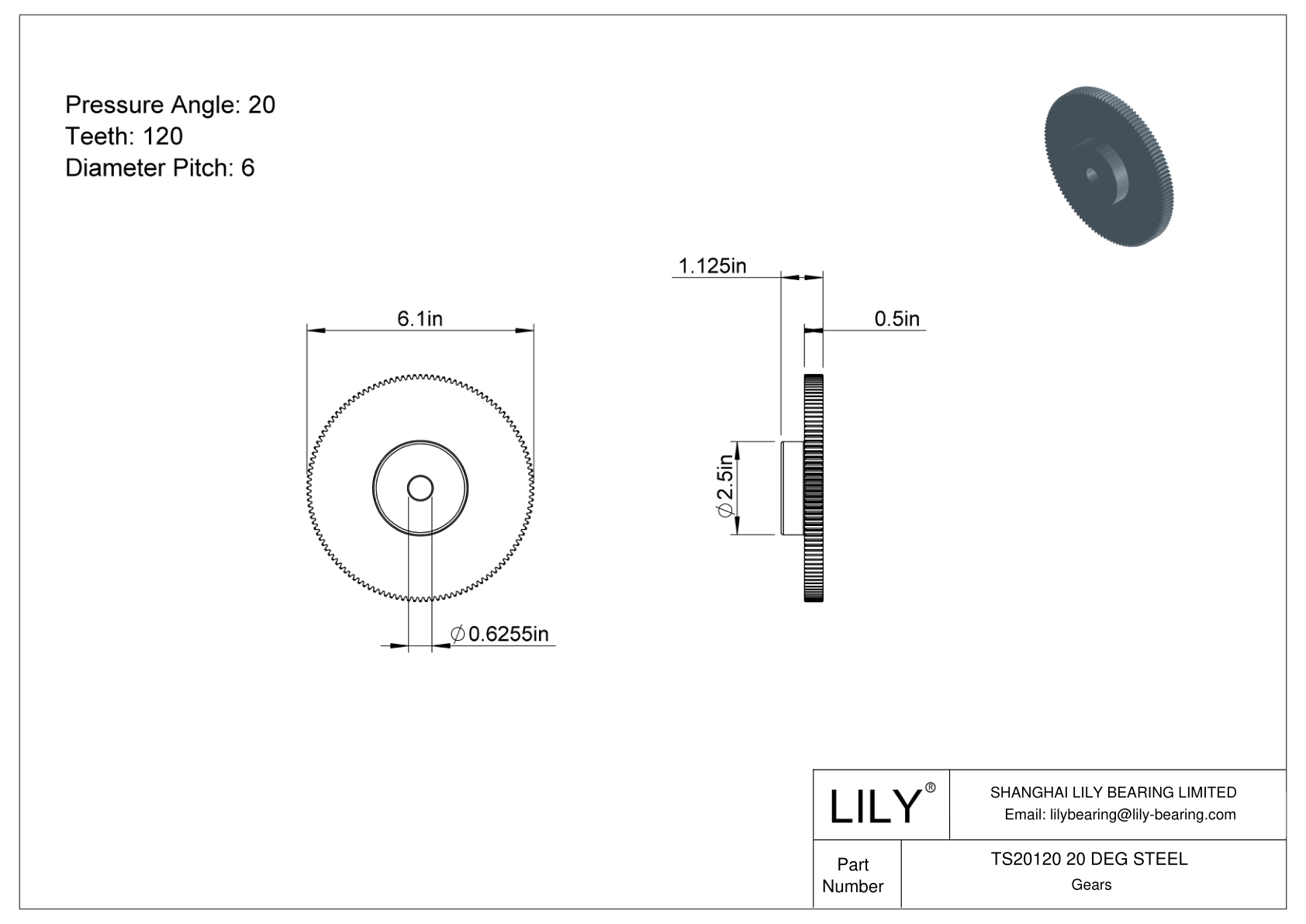 TS20120 20 DEG STEEL Engranajes rectos cad drawing