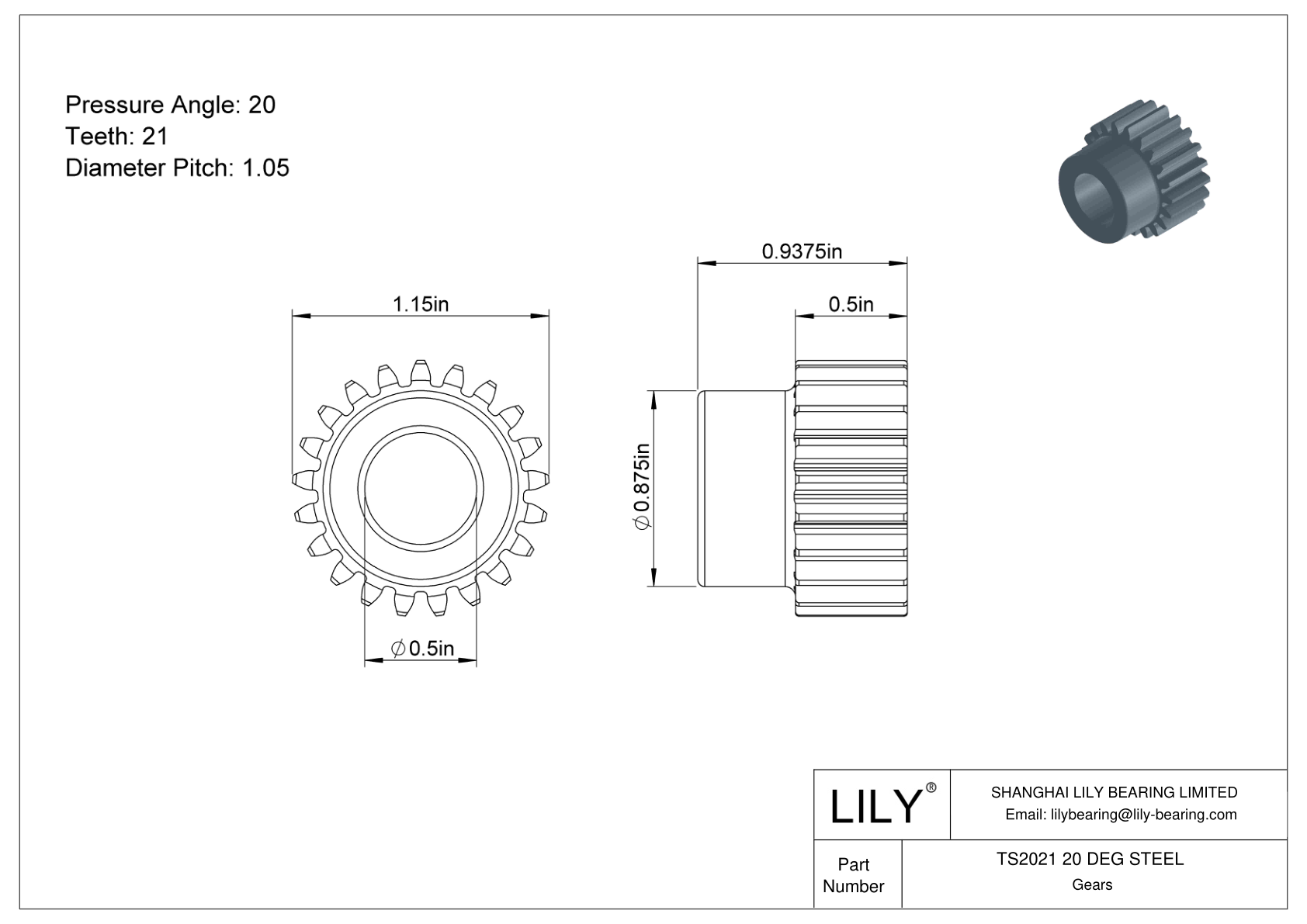 TS2021 20 DEG STEEL Engranajes rectos cad drawing