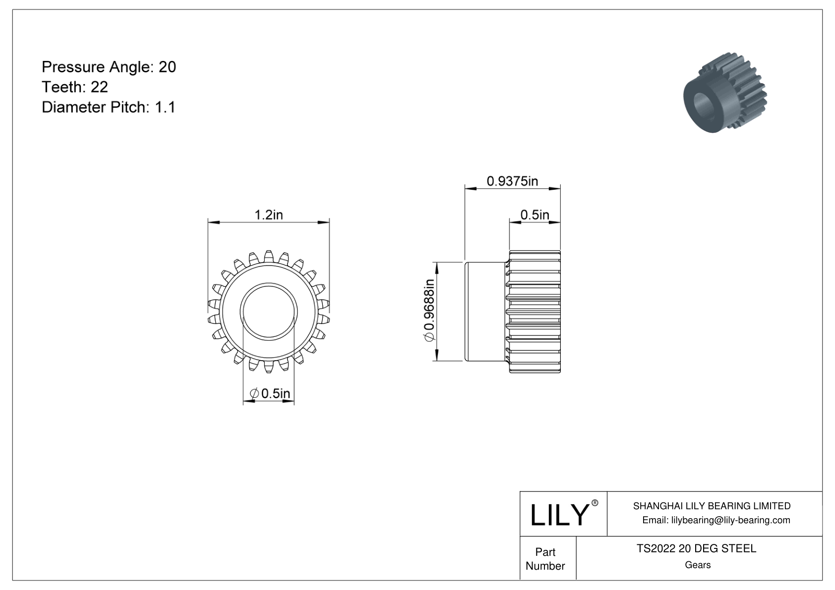 TS2022 20 DEG STEEL 正齿轮 cad drawing