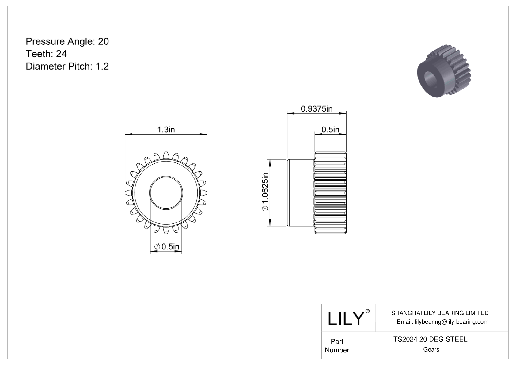 TS2024 20 DEG STEEL Engranajes rectos cad drawing