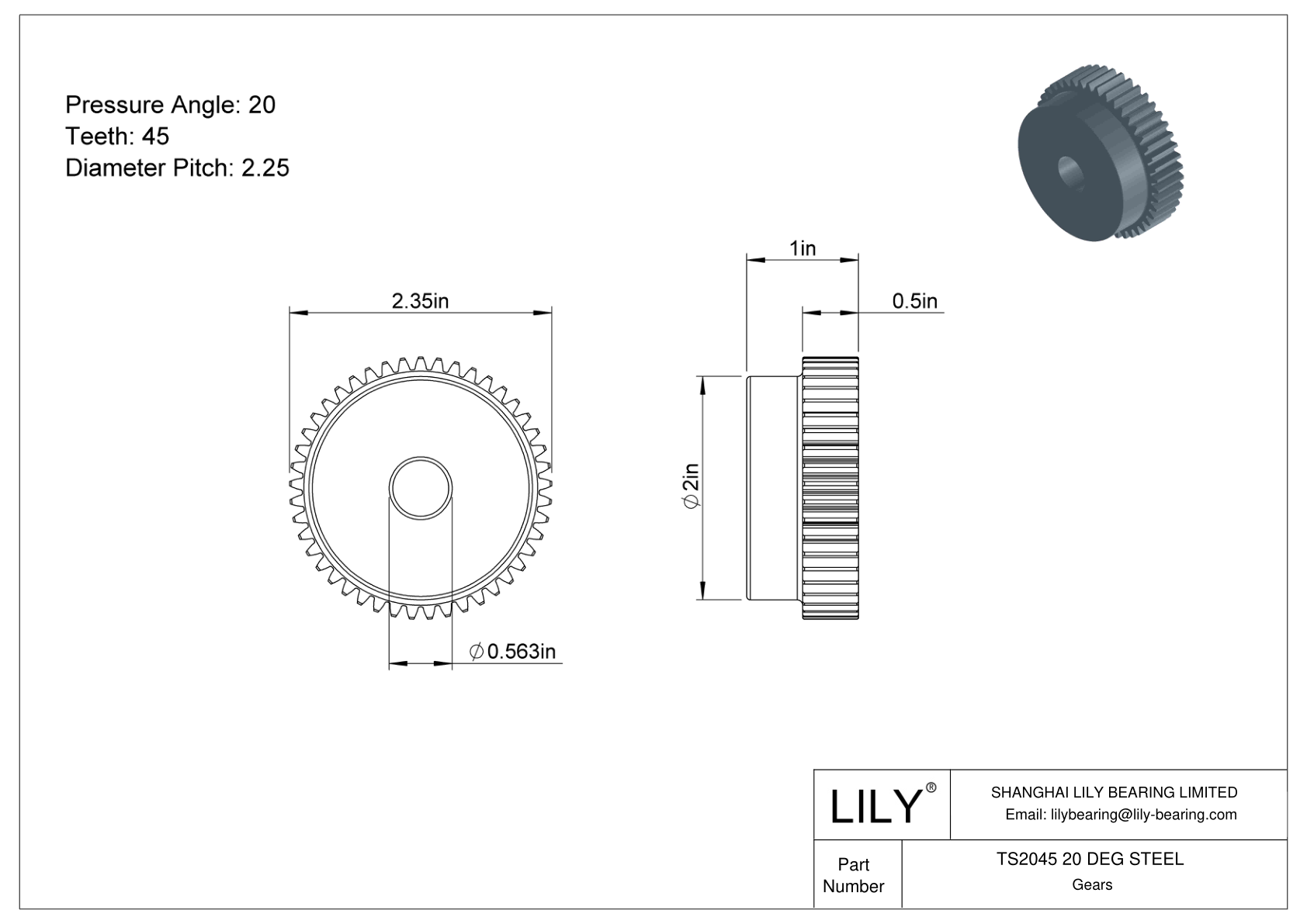 TS2045 20 DEG STEEL Engranajes rectos cad drawing