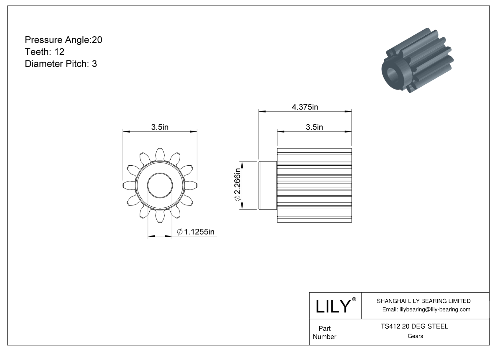 TS412 20 DEG STEEL 正齿轮 cad drawing