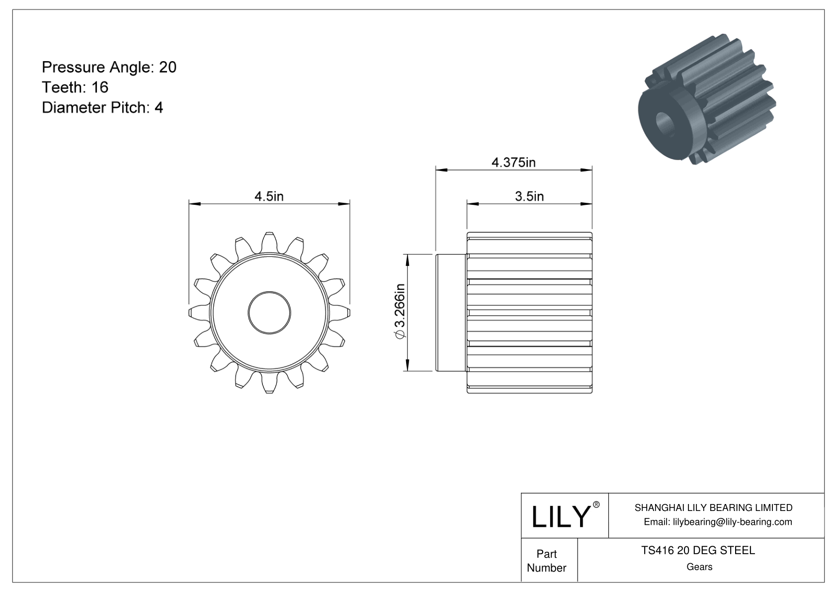 TS416 20 DEG STEEL 正齿轮 cad drawing