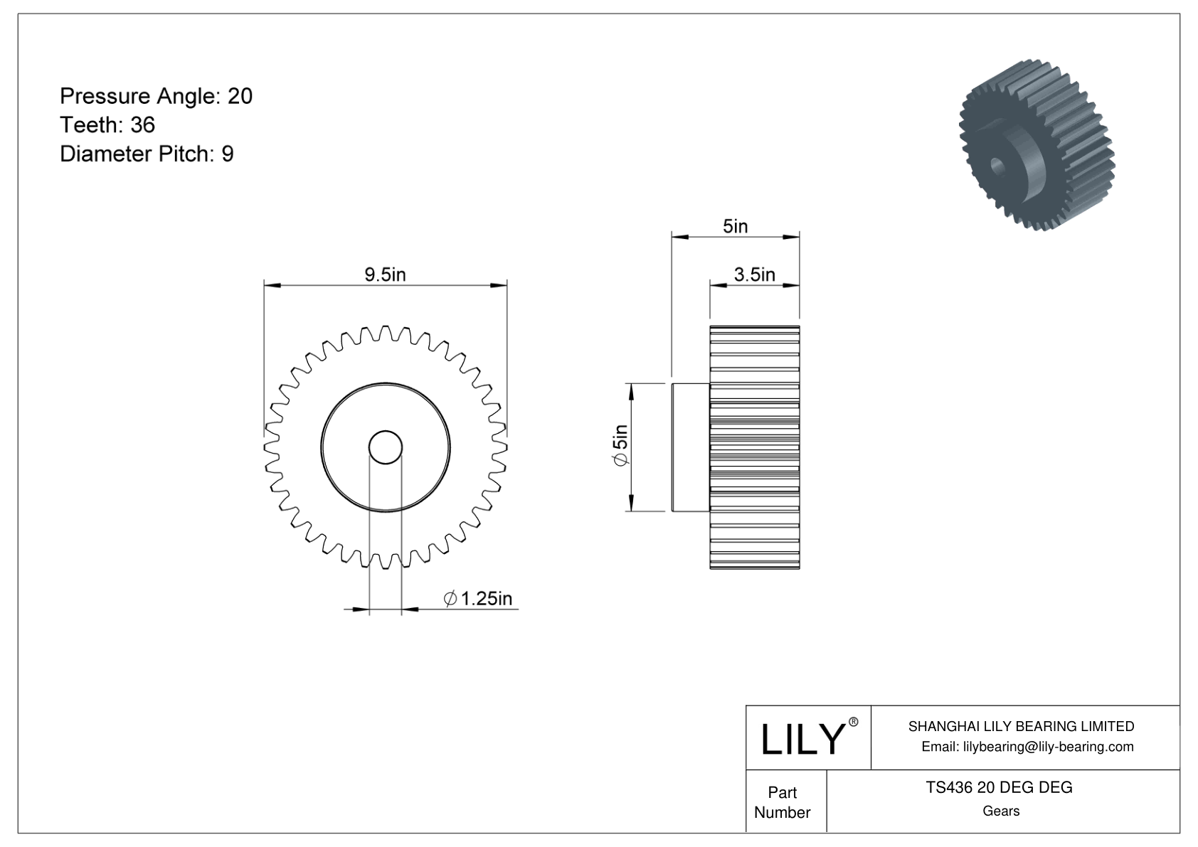 TS436 20 DEG DEG Engranajes rectos cad drawing