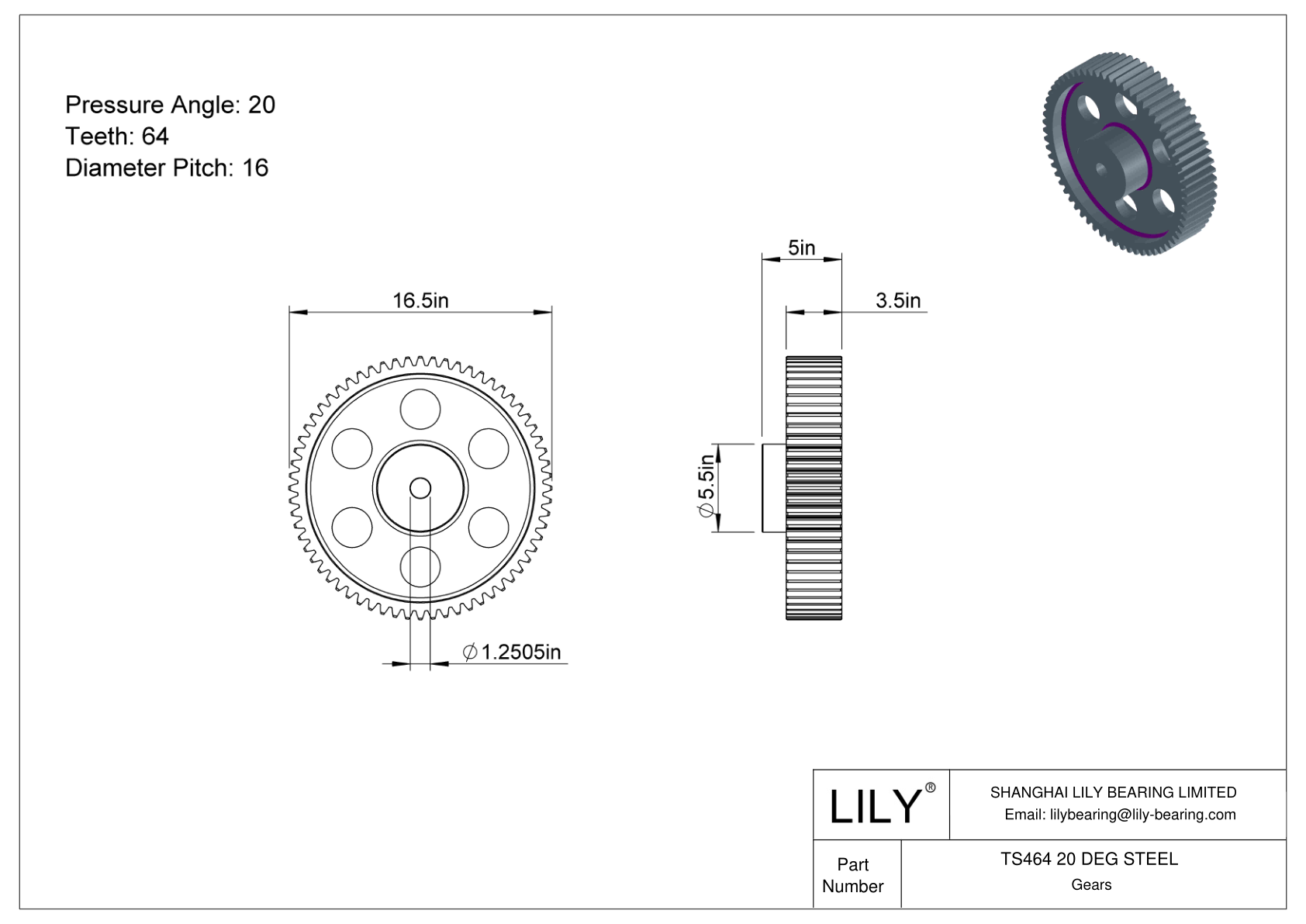 TS464 20 DEG STEEL Engranajes rectos cad drawing