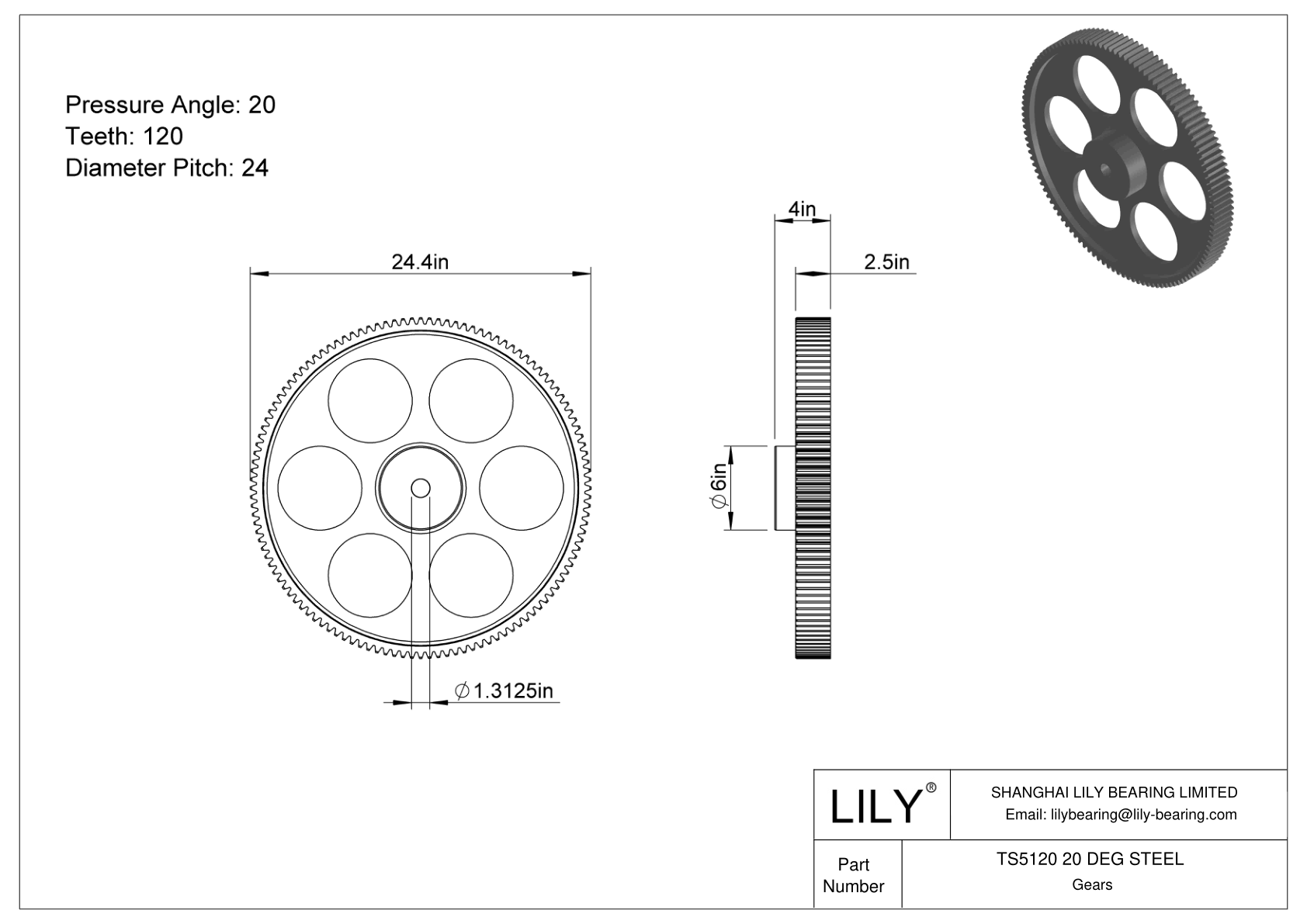 TS5120 20 DEG STEEL Engranajes rectos cad drawing