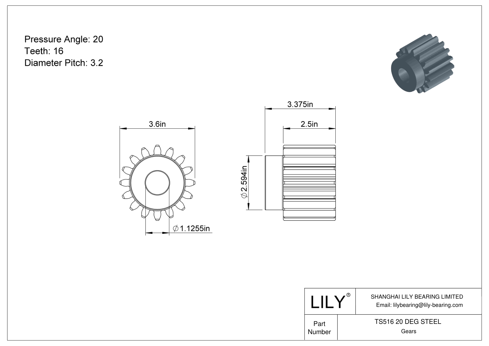 TS516 20 DEG STEEL 正齿轮 cad drawing