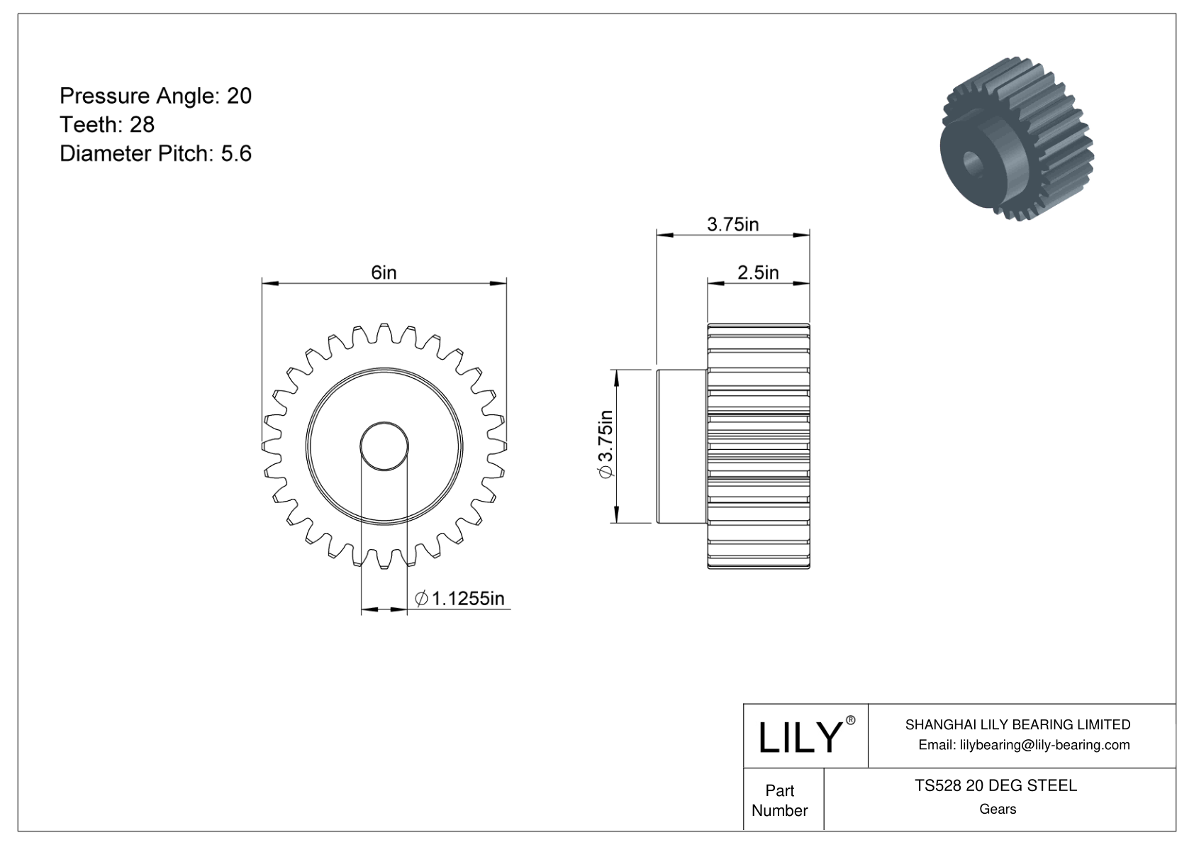 TS528 20 DEG STEEL Engranajes rectos cad drawing