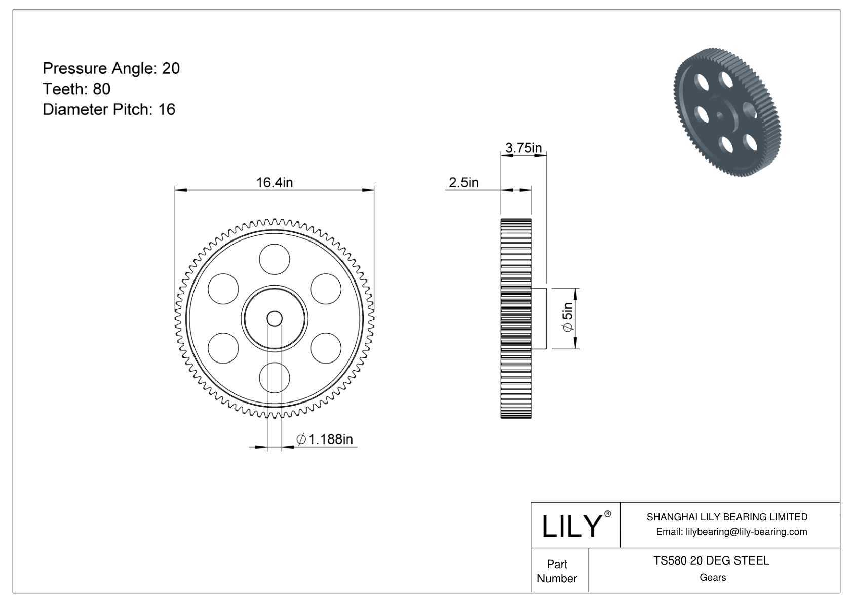 TS580 20 DEG STEEL Engranajes rectos cad drawing