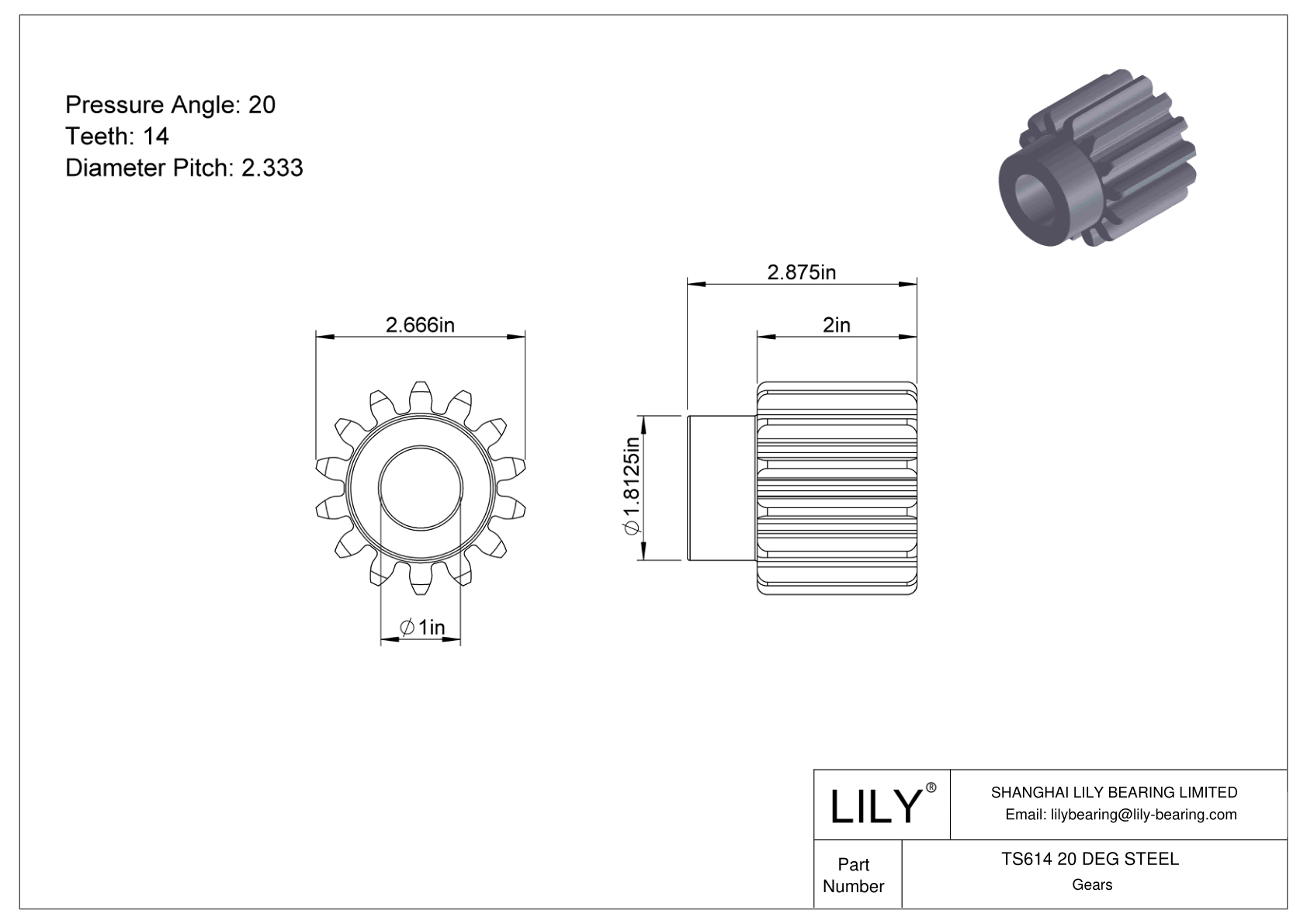 TS614 20 DEG STEEL 正齿轮 cad drawing