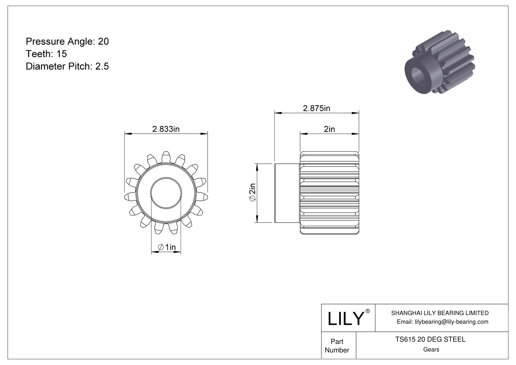 TS615 20 DEG STEEL Engranajes rectos cad drawing