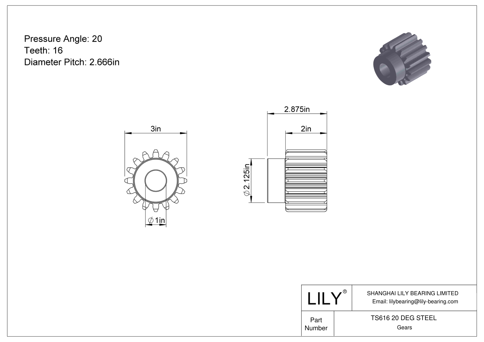 TS616 20 DEG STEEL Engranajes rectos cad drawing