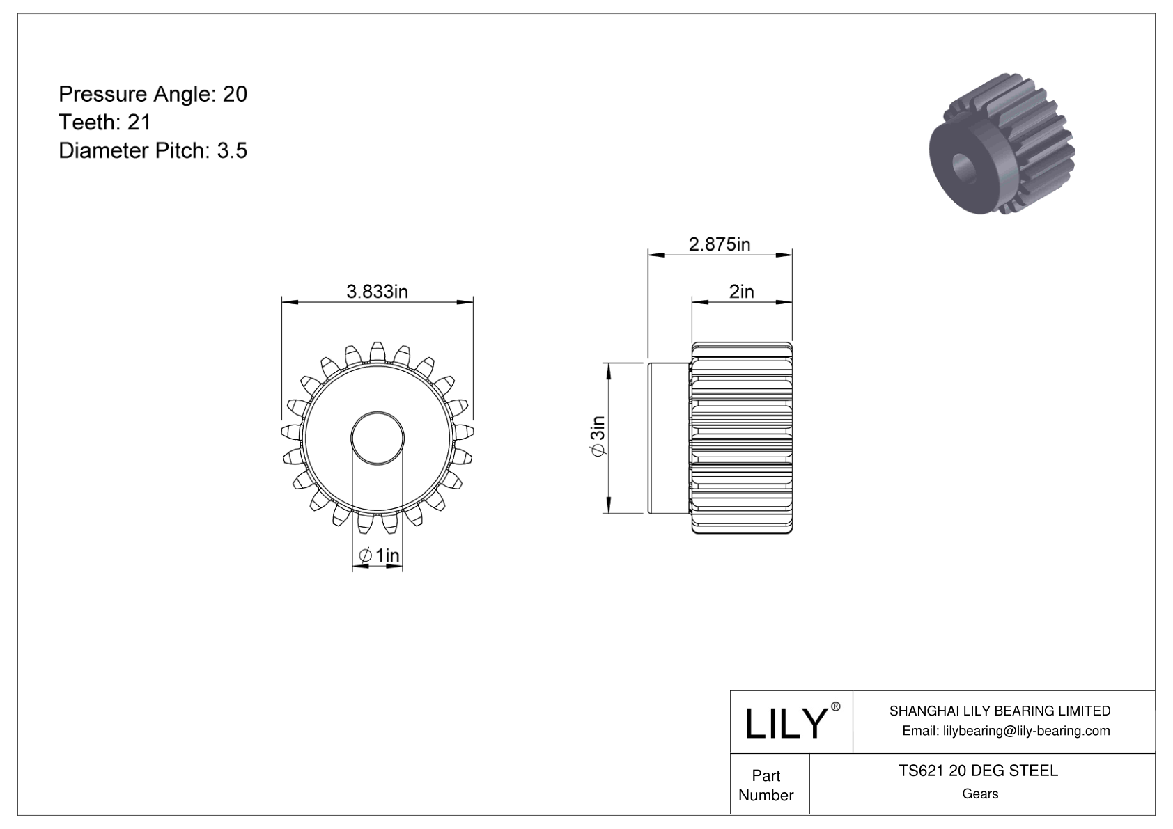 TS621 20 DEG STEEL Engranajes rectos cad drawing